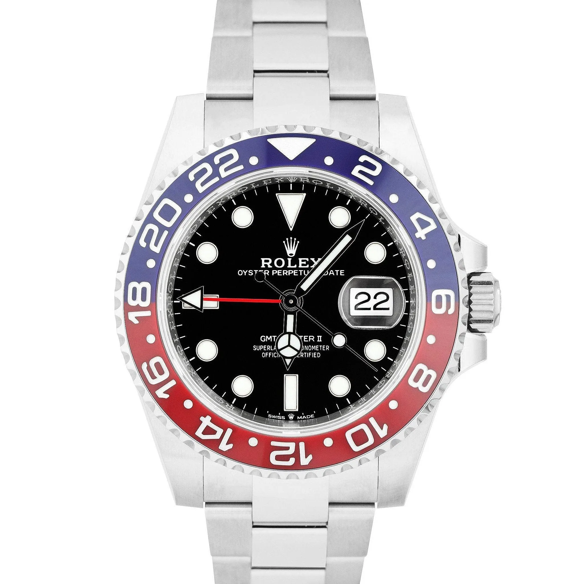 NEW DEC. 2021 Rolex GMT-Master II Ceramic PEPSI OYSTER BRACELET 40mm 126710 BLRO