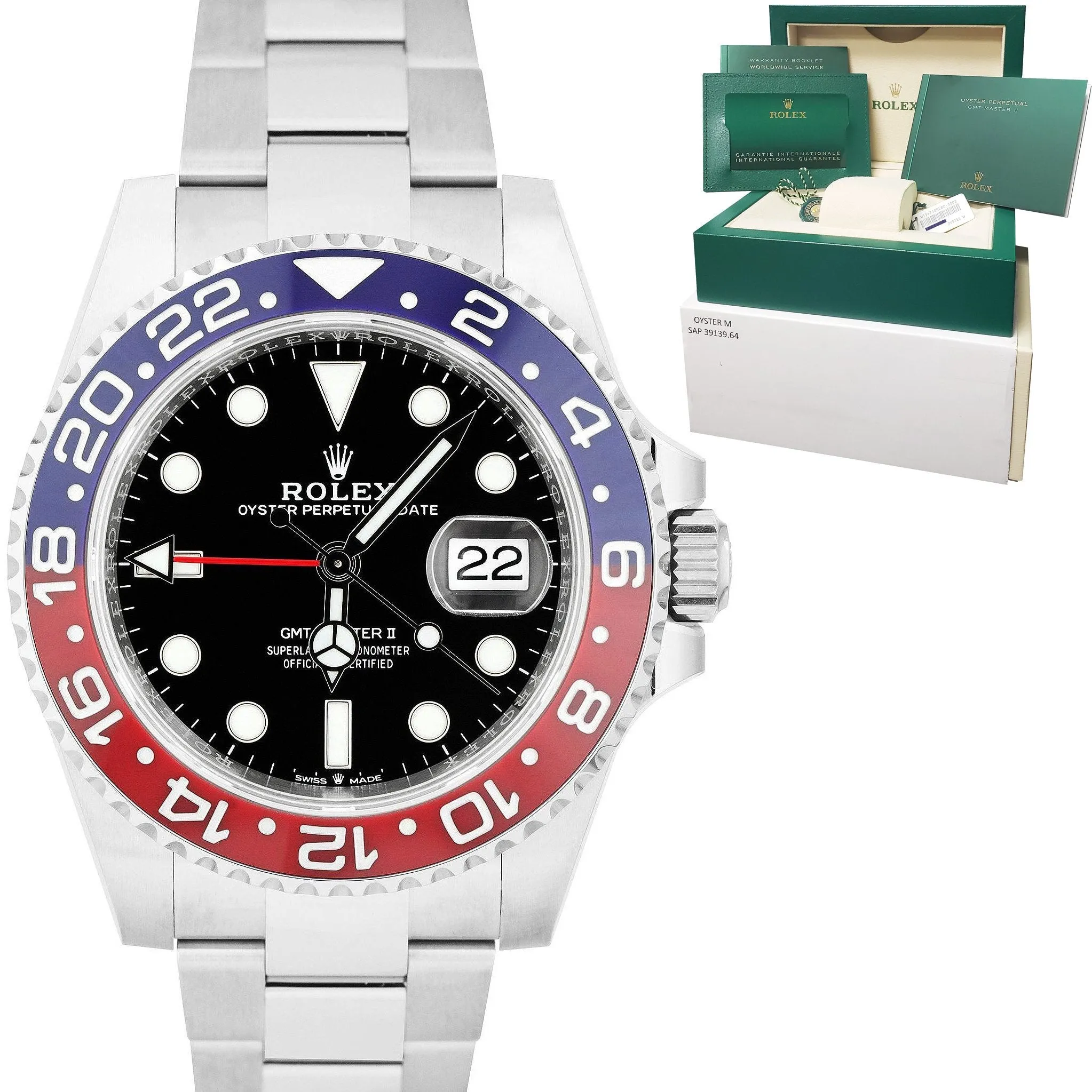 NEW DEC. 2021 Rolex GMT-Master II Ceramic PEPSI OYSTER BRACELET 40mm 126710 BLRO