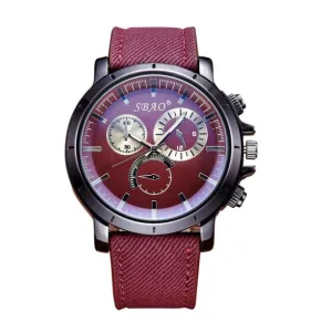 New Fashion Men's Leather Band Stainless Steel Sport Quartz Wrist Watch