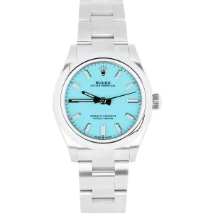 NEW FEB 2023 Rolex Oyster Perpetual Turquoise Blue 31mm 277200 PAPERS Watch B P