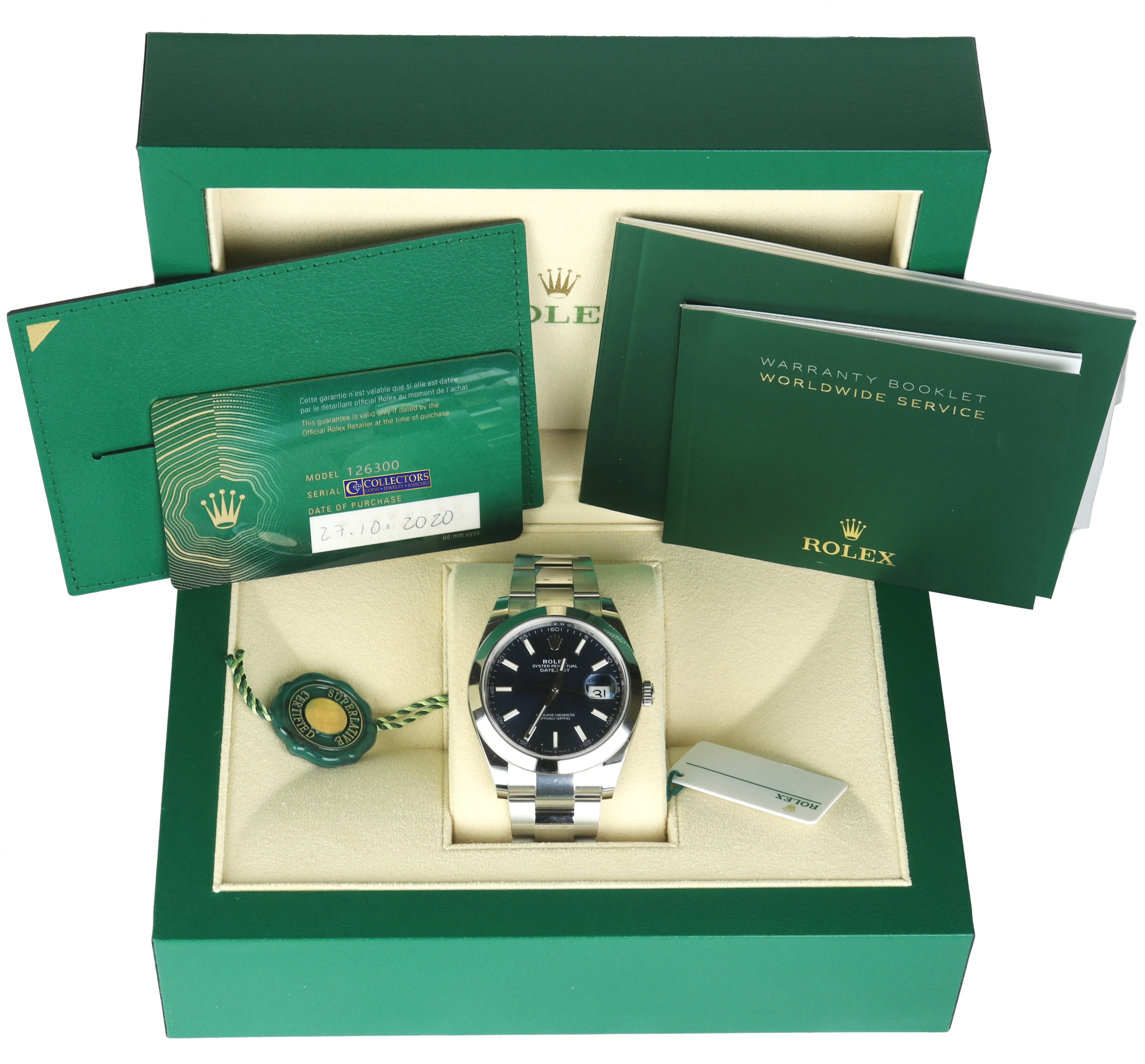 NEW OCT 2020 Rolex DateJust 41 Blue Stick 126300 41mm Smooth Stainless Oyster