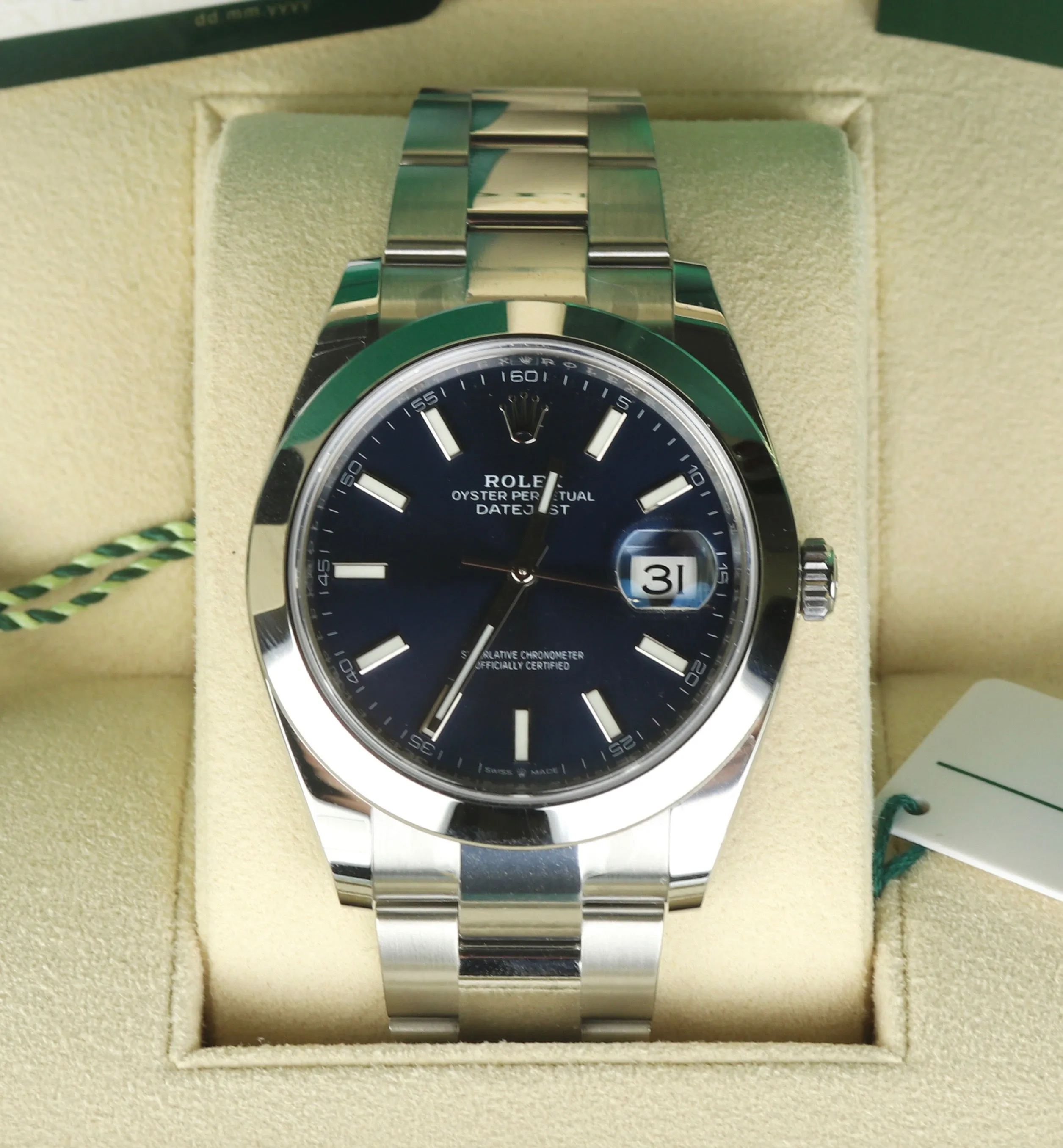 NEW OCT 2020 Rolex DateJust 41 Blue Stick 126300 41mm Smooth Stainless Oyster