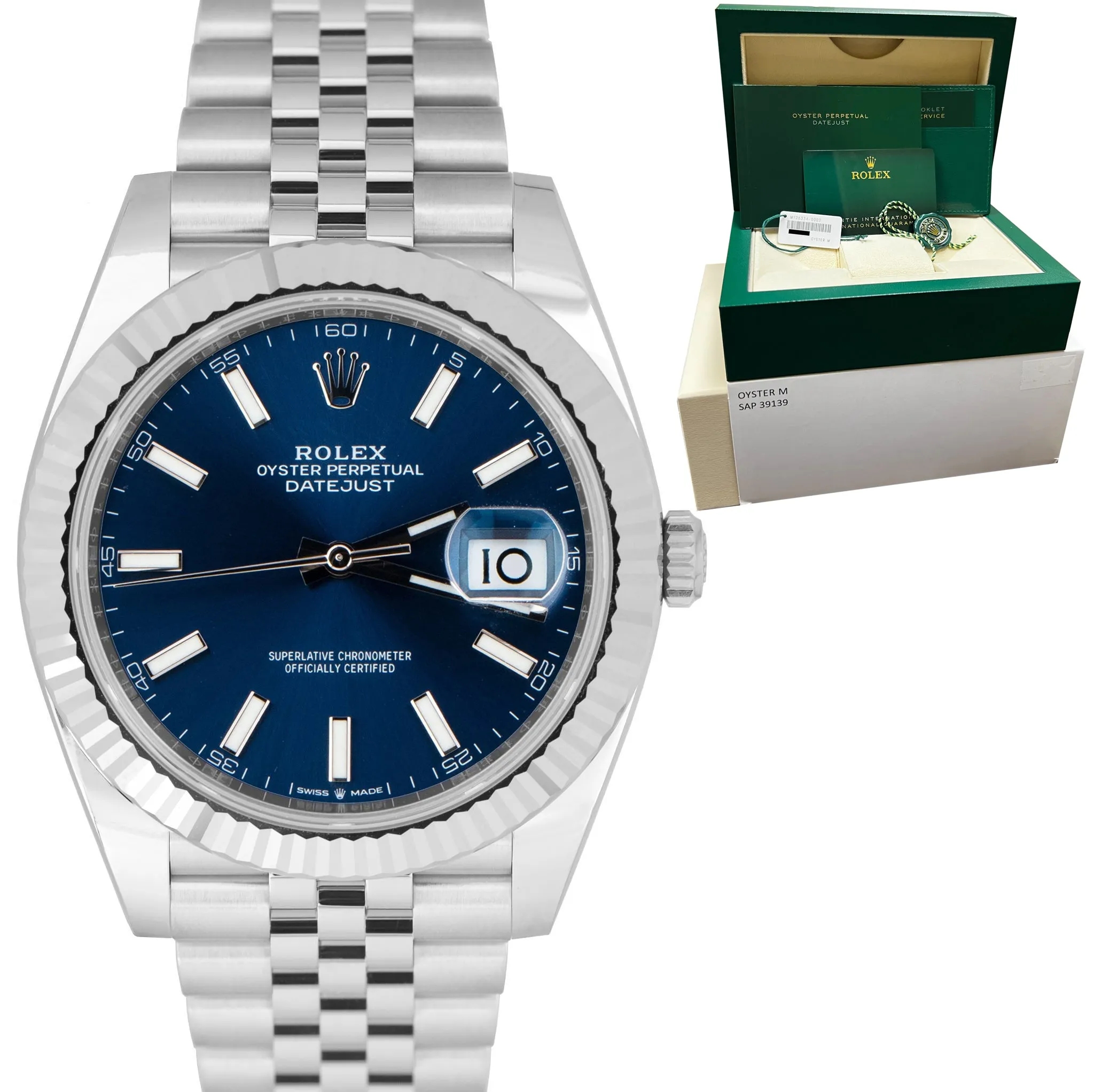 NEW OCT 2022 Rolex DateJust 41 Blue Stainless Steel Jubilee 41mm Watch 126334