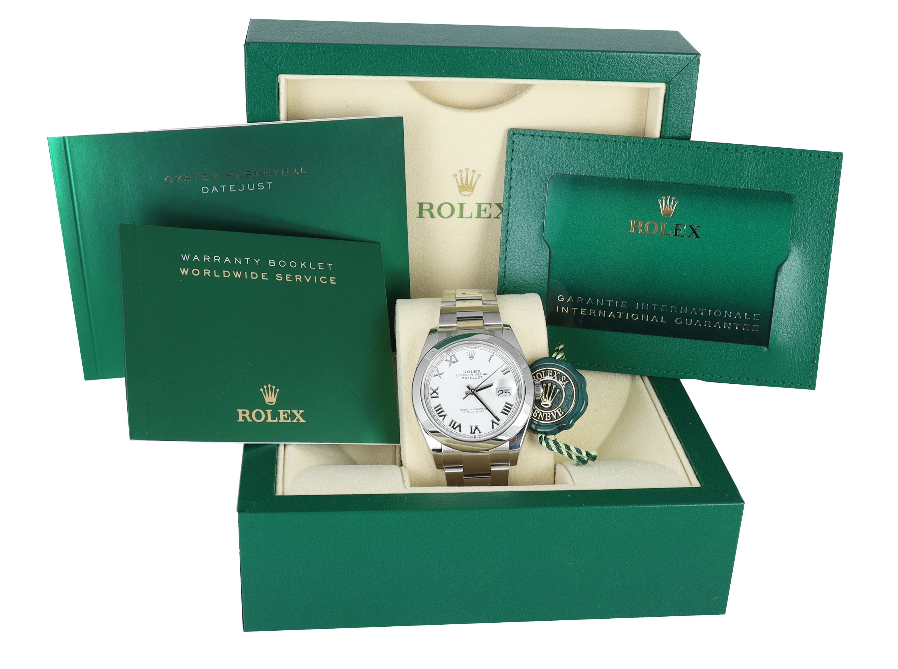 NEW Rolex DateJust 41 White Roman 126300 41mm Smooth Stainless Oyster Watch