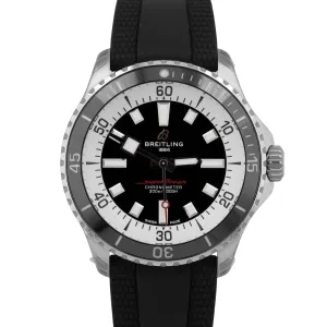 NEW STICKERED PAPERS Breitling SuperOcean 42mm Black Steel Watch A17375 BOX