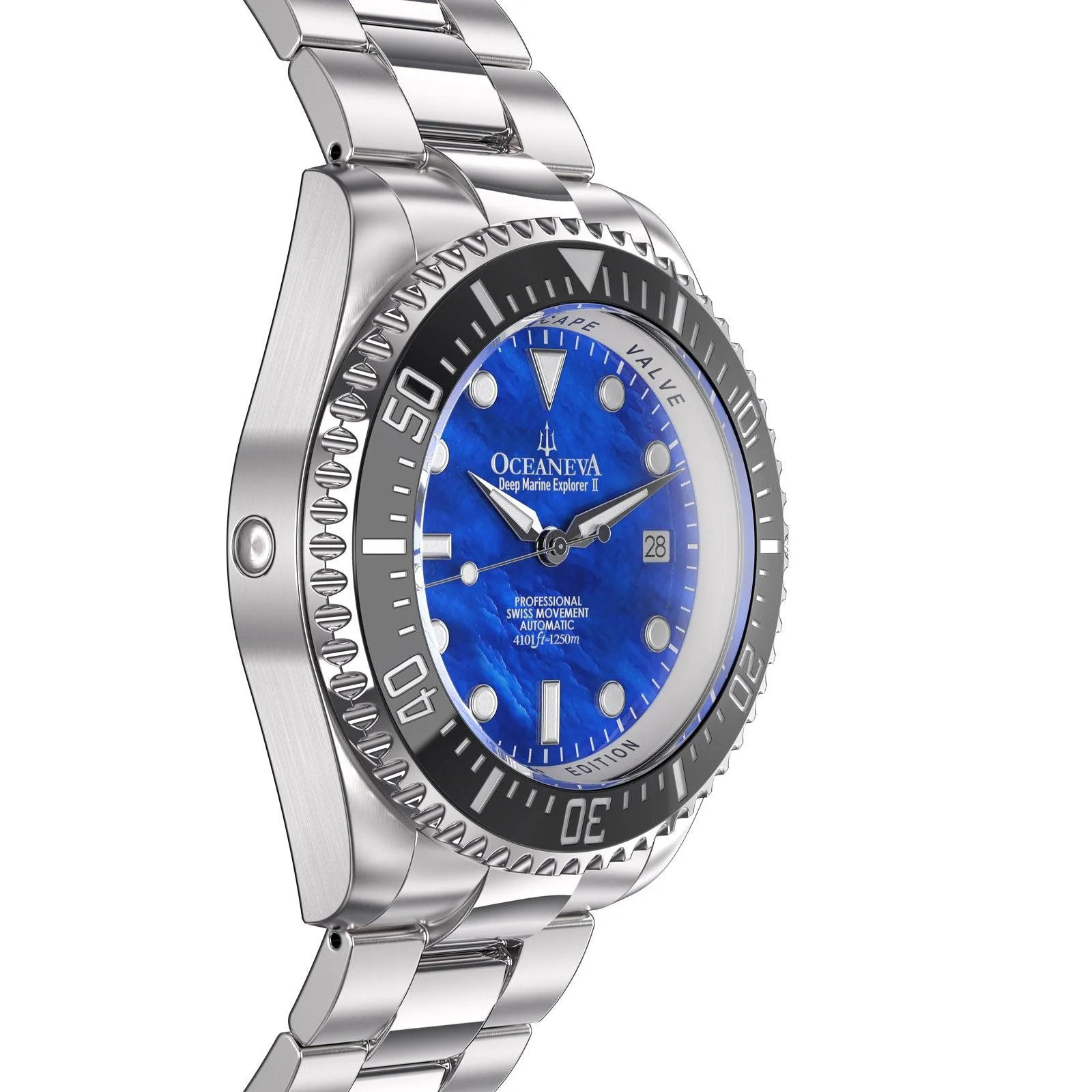 Oceaneva Deep Marine Explorer II Automatic 1250M Pro Diver Blue Mother Of Pearl Limited Edition