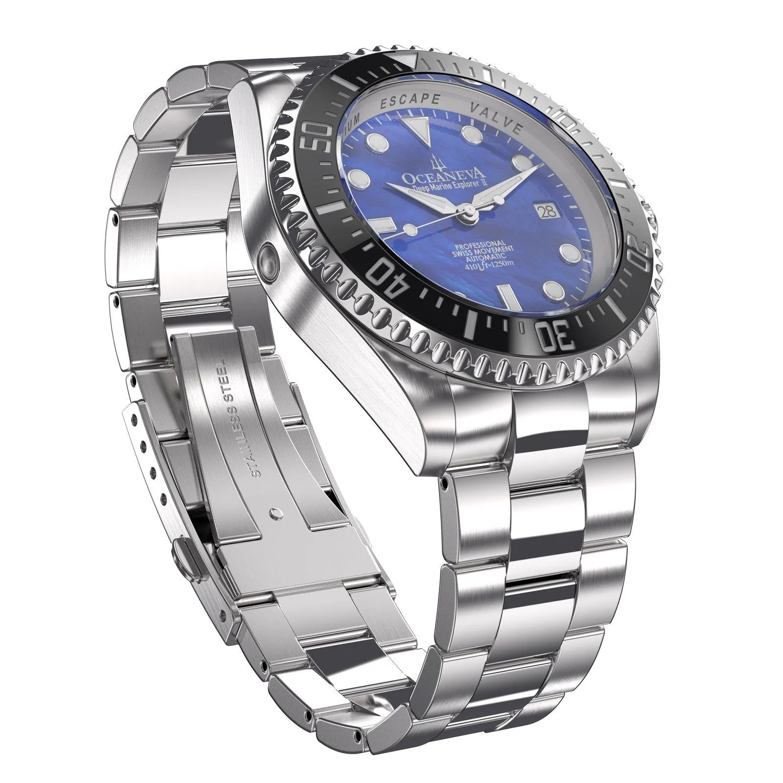 Oceaneva Deep Marine Explorer II Automatic 1250M Pro Diver Blue Mother Of Pearl Limited Edition