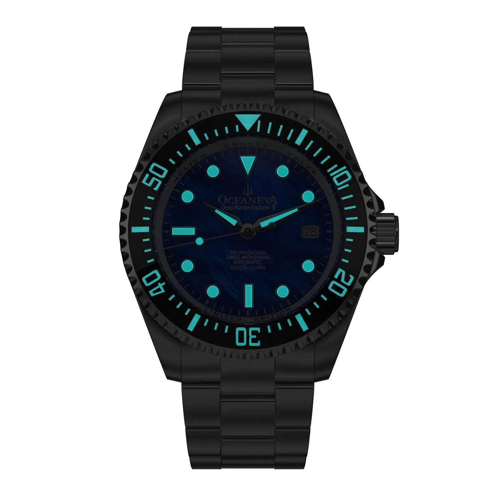 Oceaneva Deep Marine Explorer II Automatic 1250M Pro Diver Blue Mother Of Pearl Limited Edition