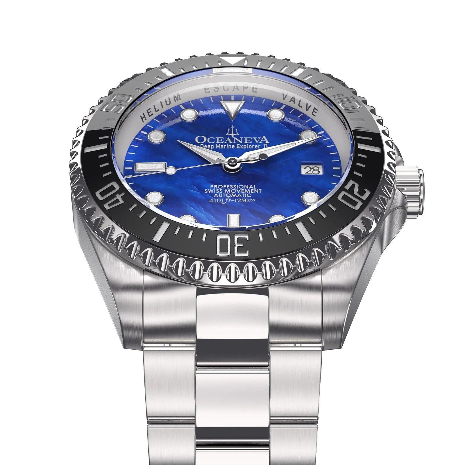 Oceaneva Deep Marine Explorer II Automatic 1250M Pro Diver Blue Mother Of Pearl Limited Edition