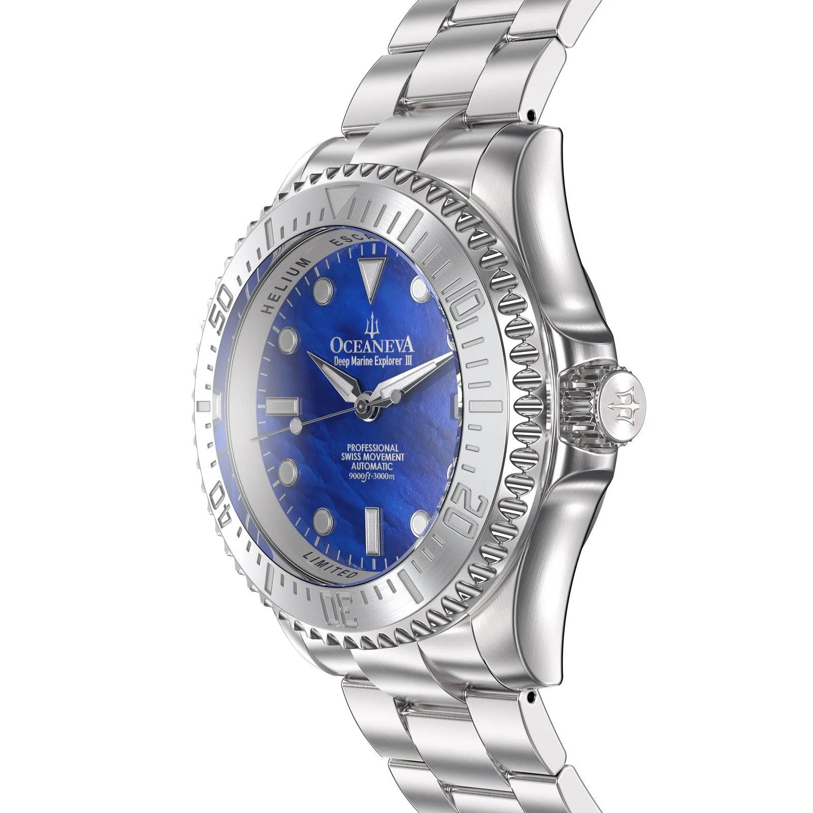 Oceaneva Deep Marine Explorer III Automatic 3000M Pro Diver Blue Mother Of Pearl Limited Edition