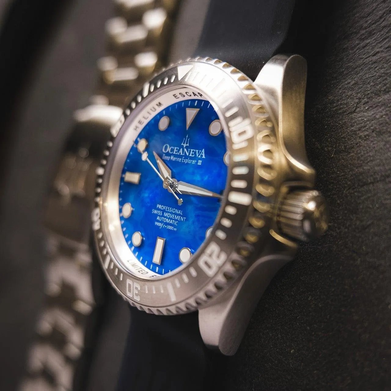 Oceaneva Deep Marine Explorer III Automatic 3000M Pro Diver Blue Mother Of Pearl Limited Edition