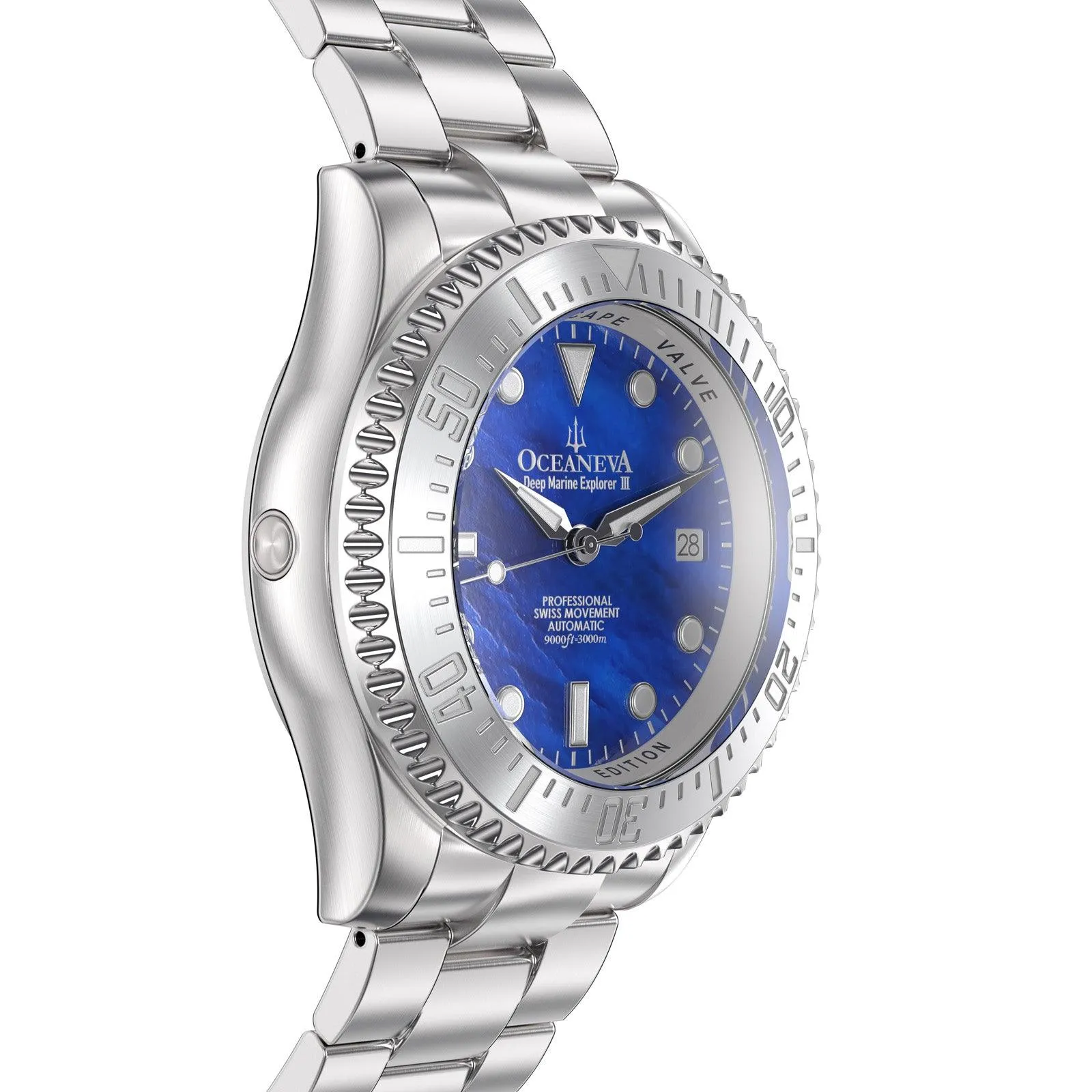 Oceaneva Deep Marine Explorer III Automatic 3000M Pro Diver Blue Mother Of Pearl Limited Edition