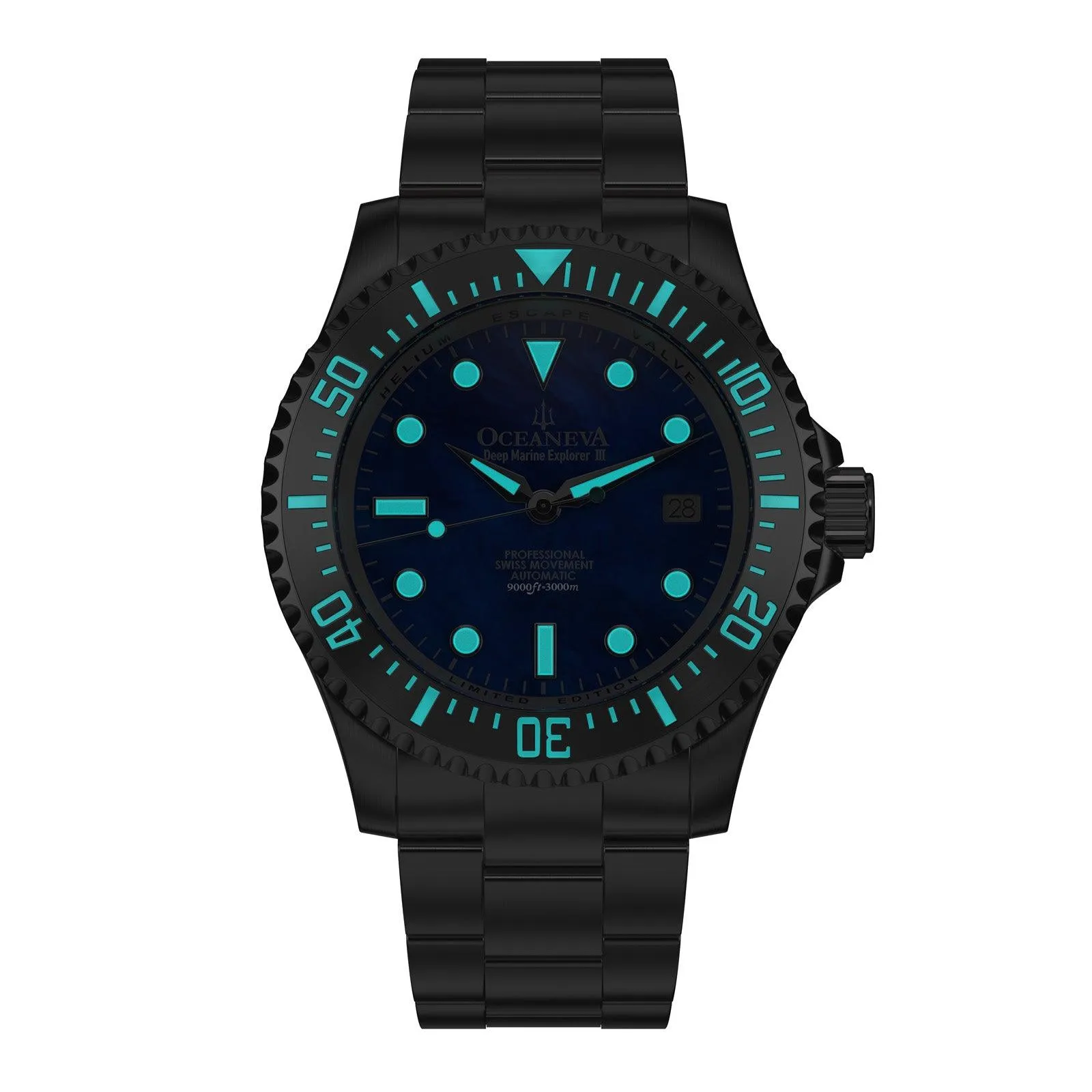 Oceaneva Deep Marine Explorer III Automatic 3000M Pro Diver Blue Mother Of Pearl Limited Edition