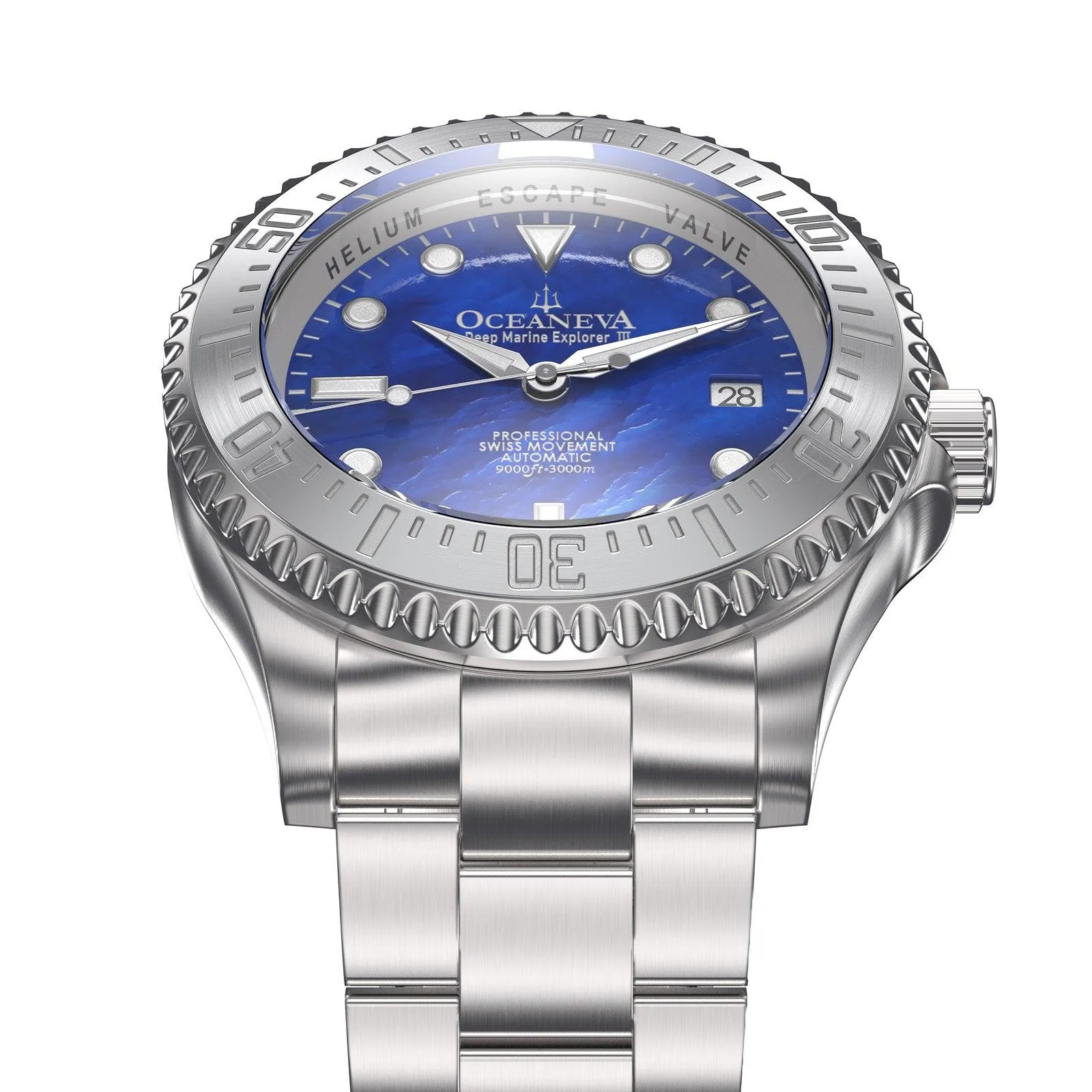 Oceaneva Deep Marine Explorer III Automatic 3000M Pro Diver Blue Mother Of Pearl Limited Edition