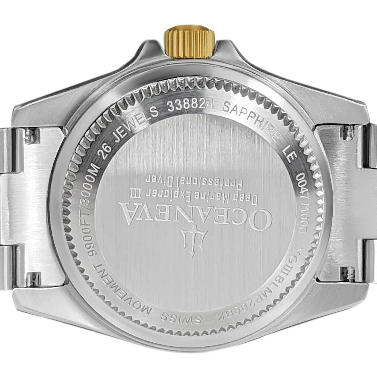 Oceaneva Deep Marine Explorer III Automatic 3000M Pro Diver Gold Blue Mother of Pearl Limited Edition