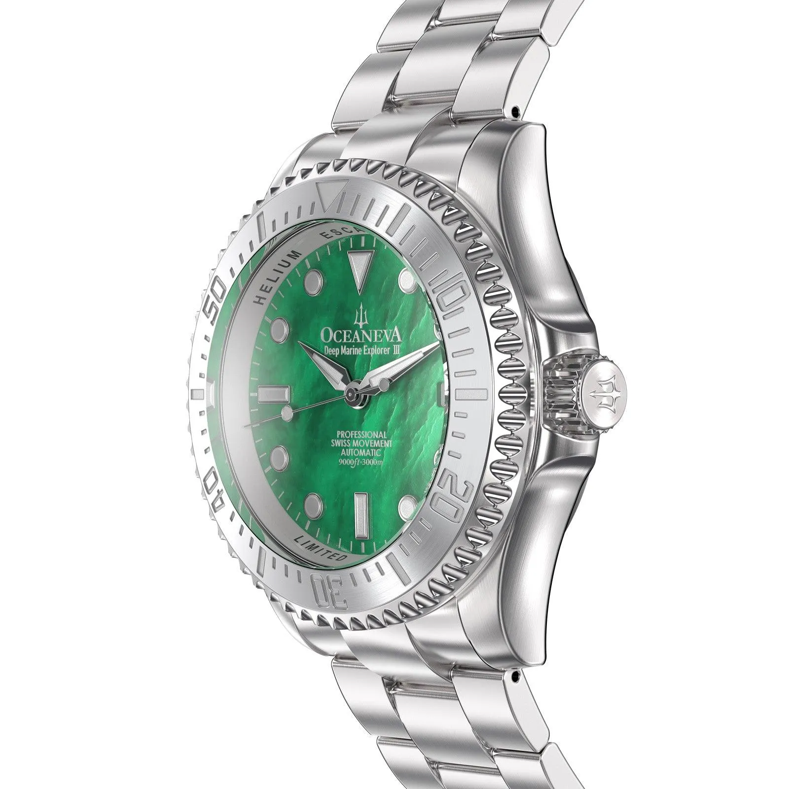 Oceaneva Deep Marine Explorer III Automatic 3000M Pro Diver Green Mother Of Pearl Limited Edition