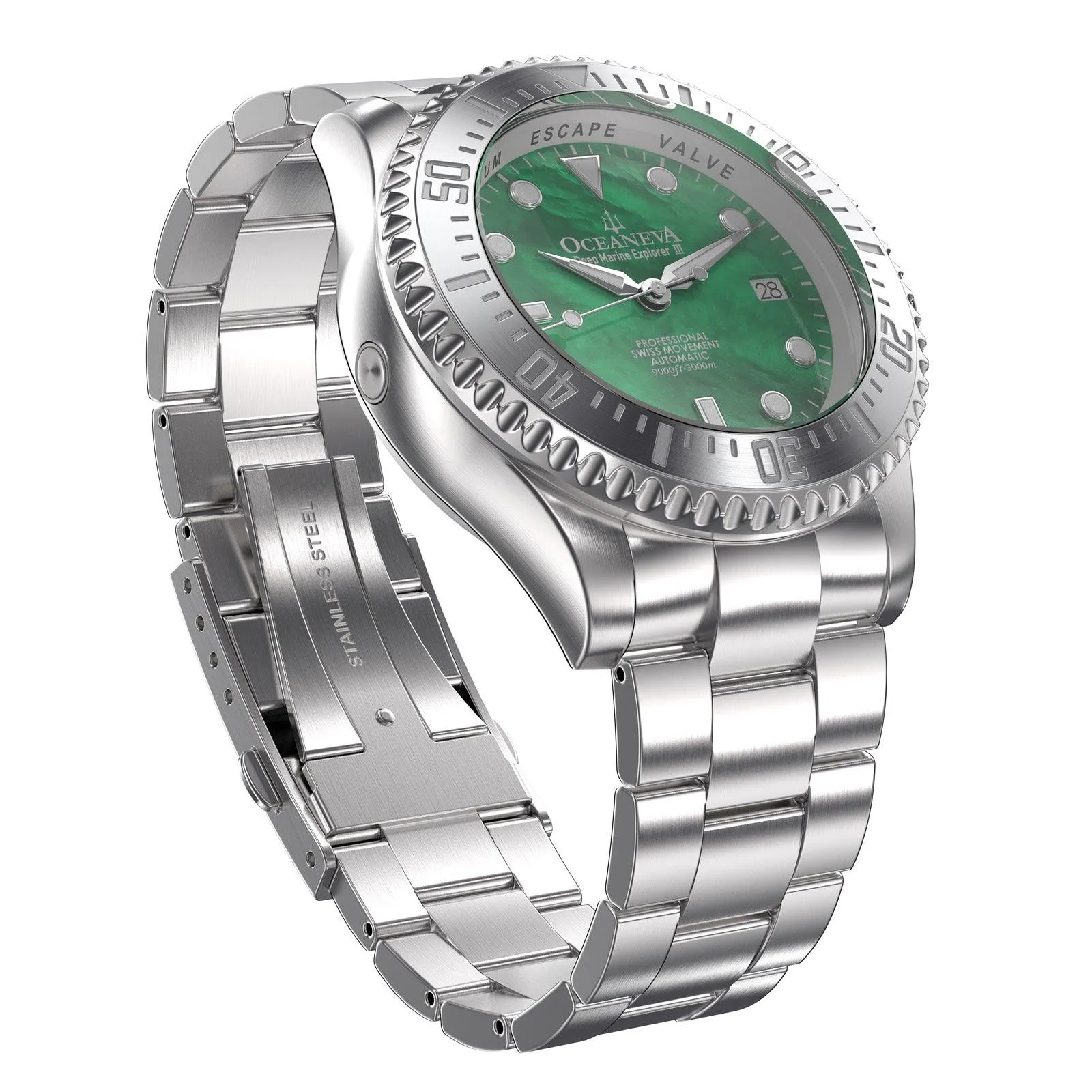 Oceaneva Deep Marine Explorer III Automatic 3000M Pro Diver Green Mother Of Pearl Limited Edition