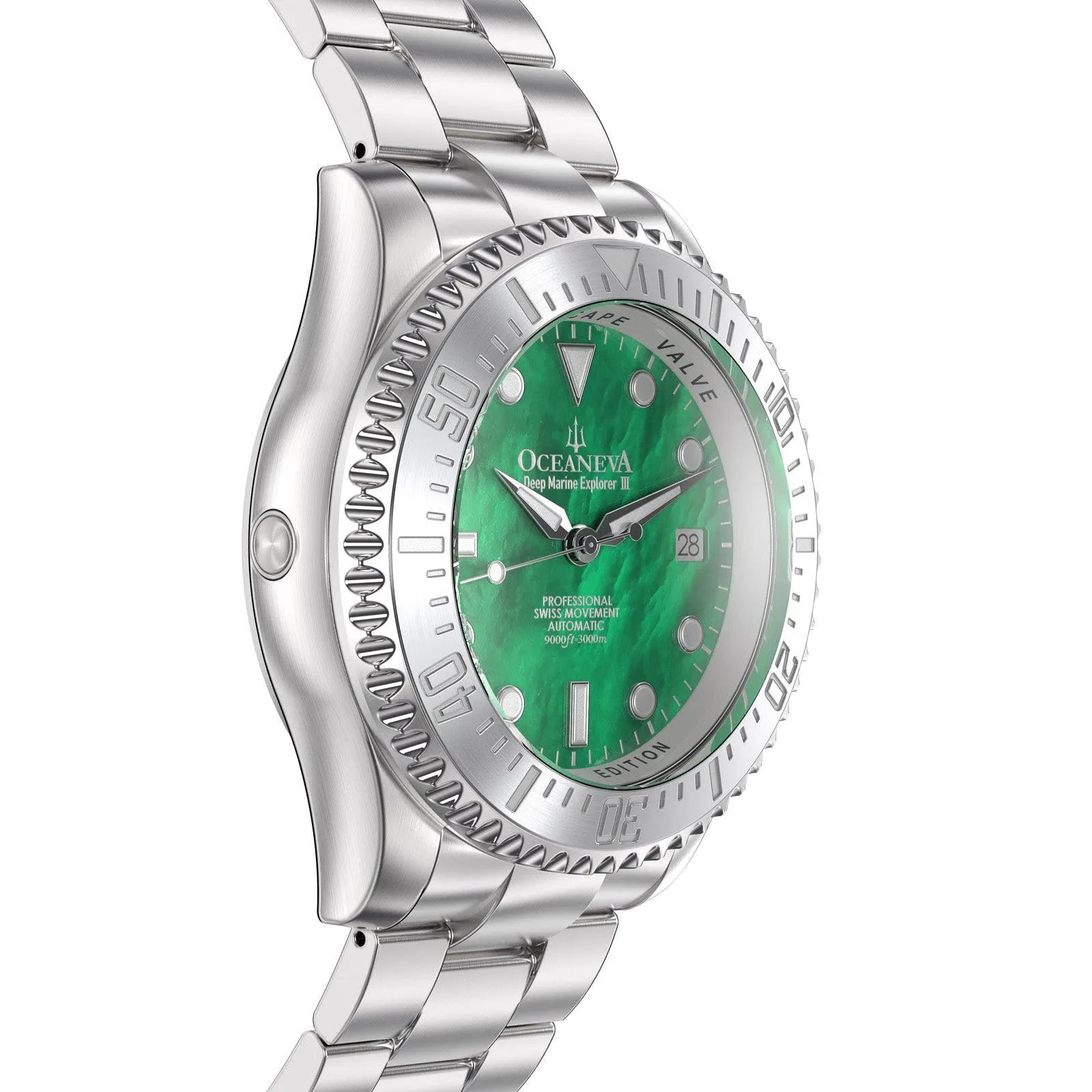Oceaneva Deep Marine Explorer III Automatic 3000M Pro Diver Green Mother Of Pearl Limited Edition