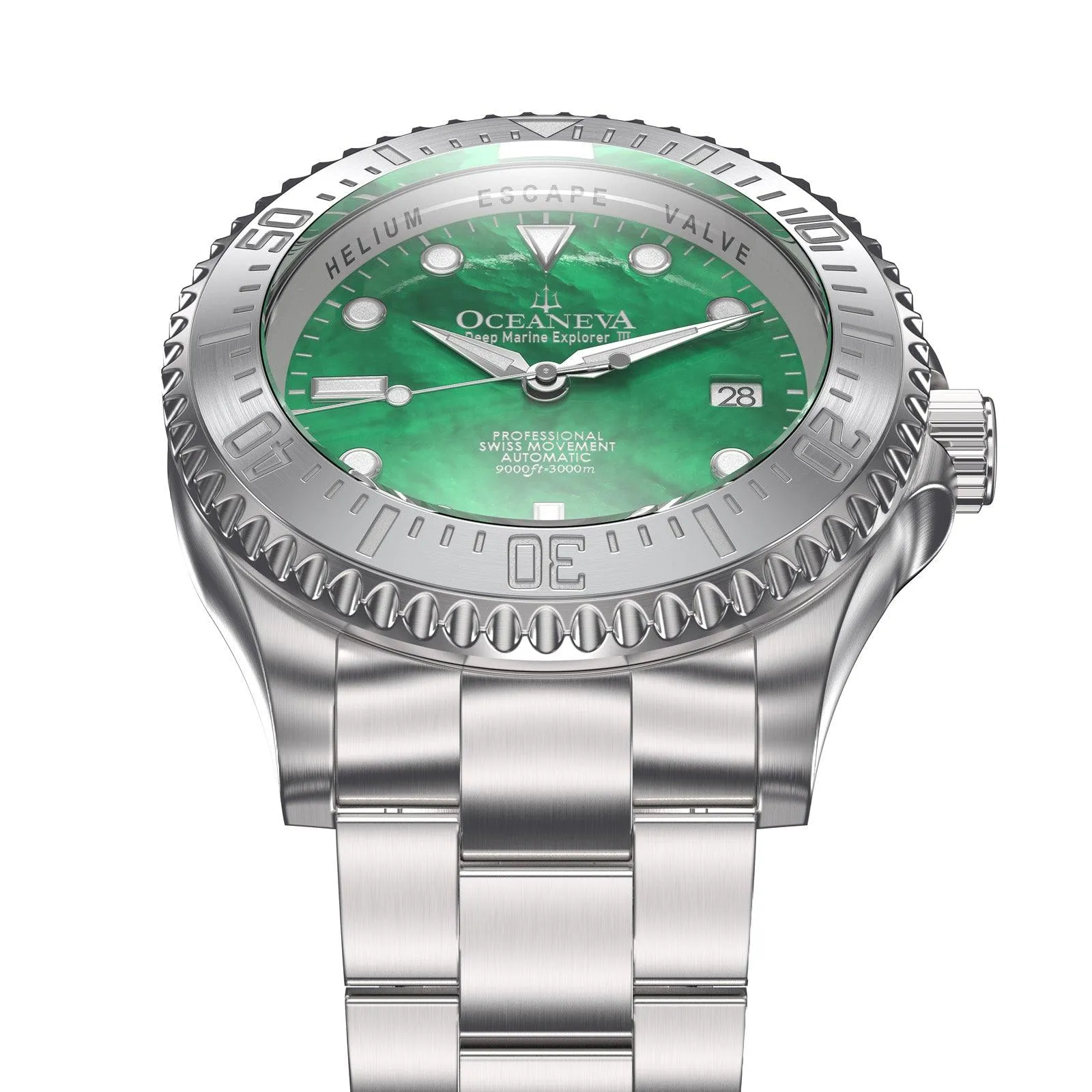 Oceaneva Deep Marine Explorer III Automatic 3000M Pro Diver Green Mother Of Pearl Limited Edition
