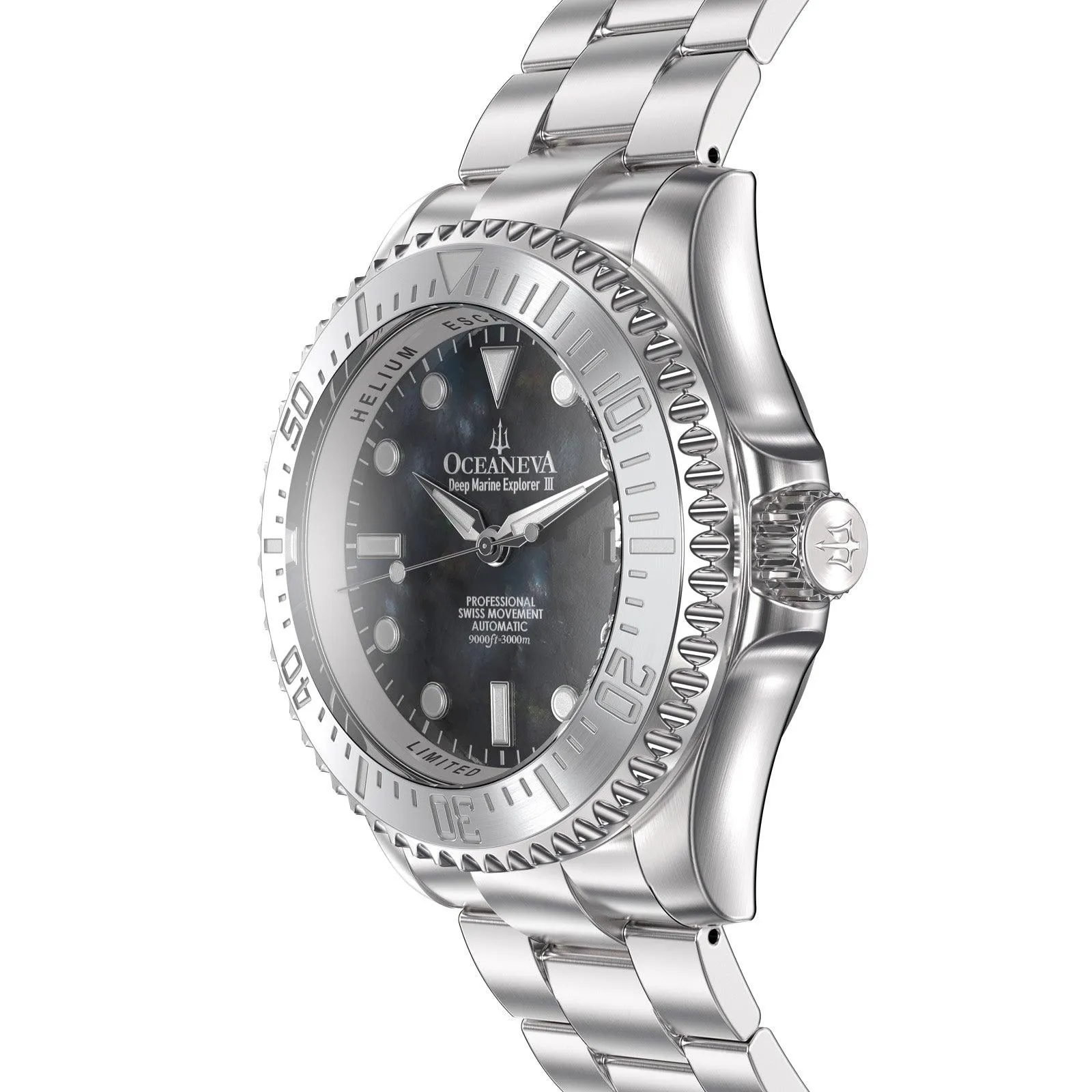 Oceaneva Deep Marine Explorer III Automatic 3000M Pro Diver Gunmetal Gray Mother Of Pearl Limited Edition