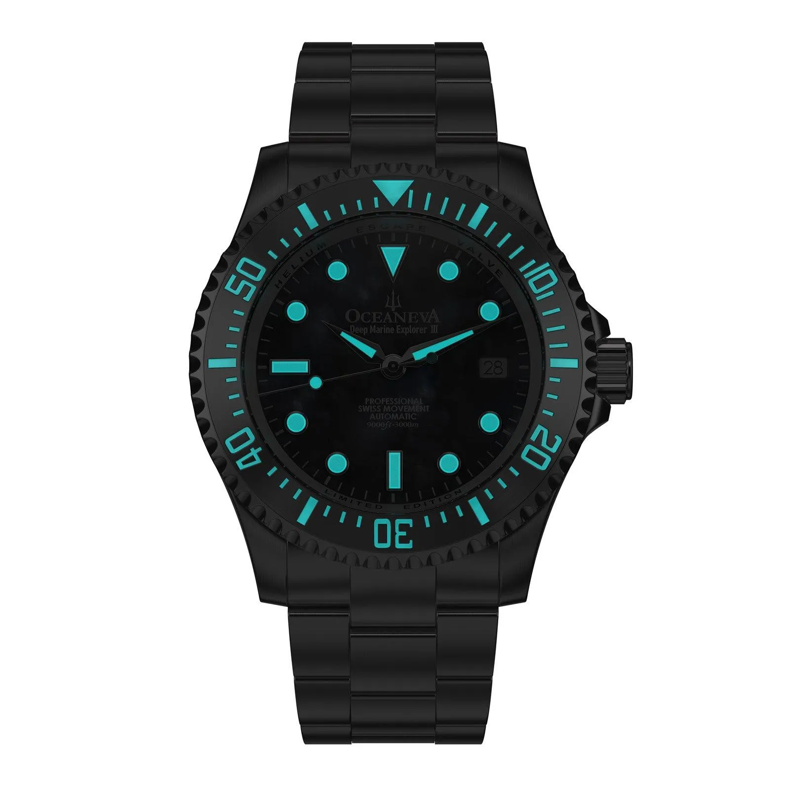 Oceaneva Deep Marine Explorer III Automatic 3000M Pro Diver Gunmetal Gray Mother Of Pearl Limited Edition