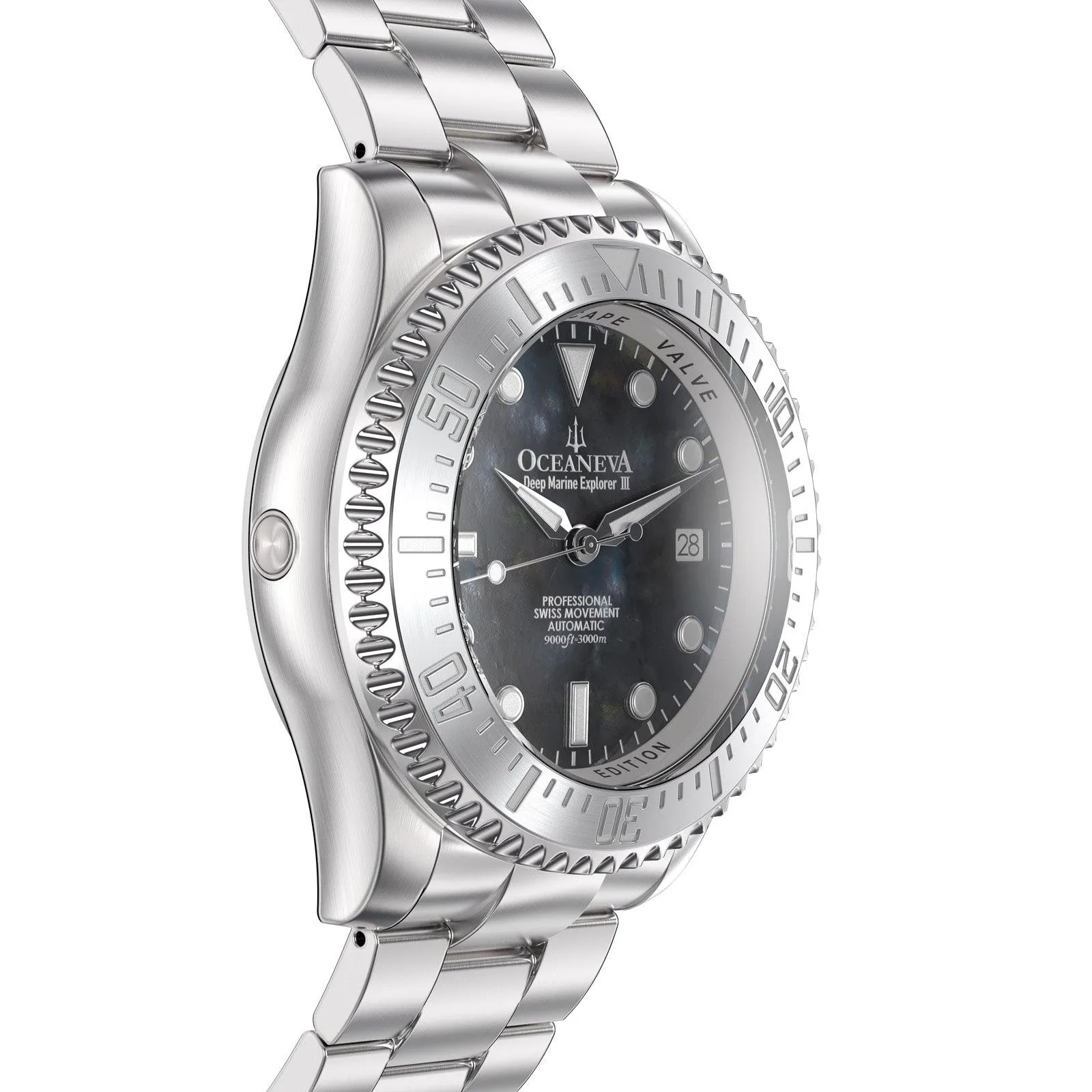 Oceaneva Deep Marine Explorer III Automatic 3000M Pro Diver Gunmetal Gray Mother Of Pearl Limited Edition