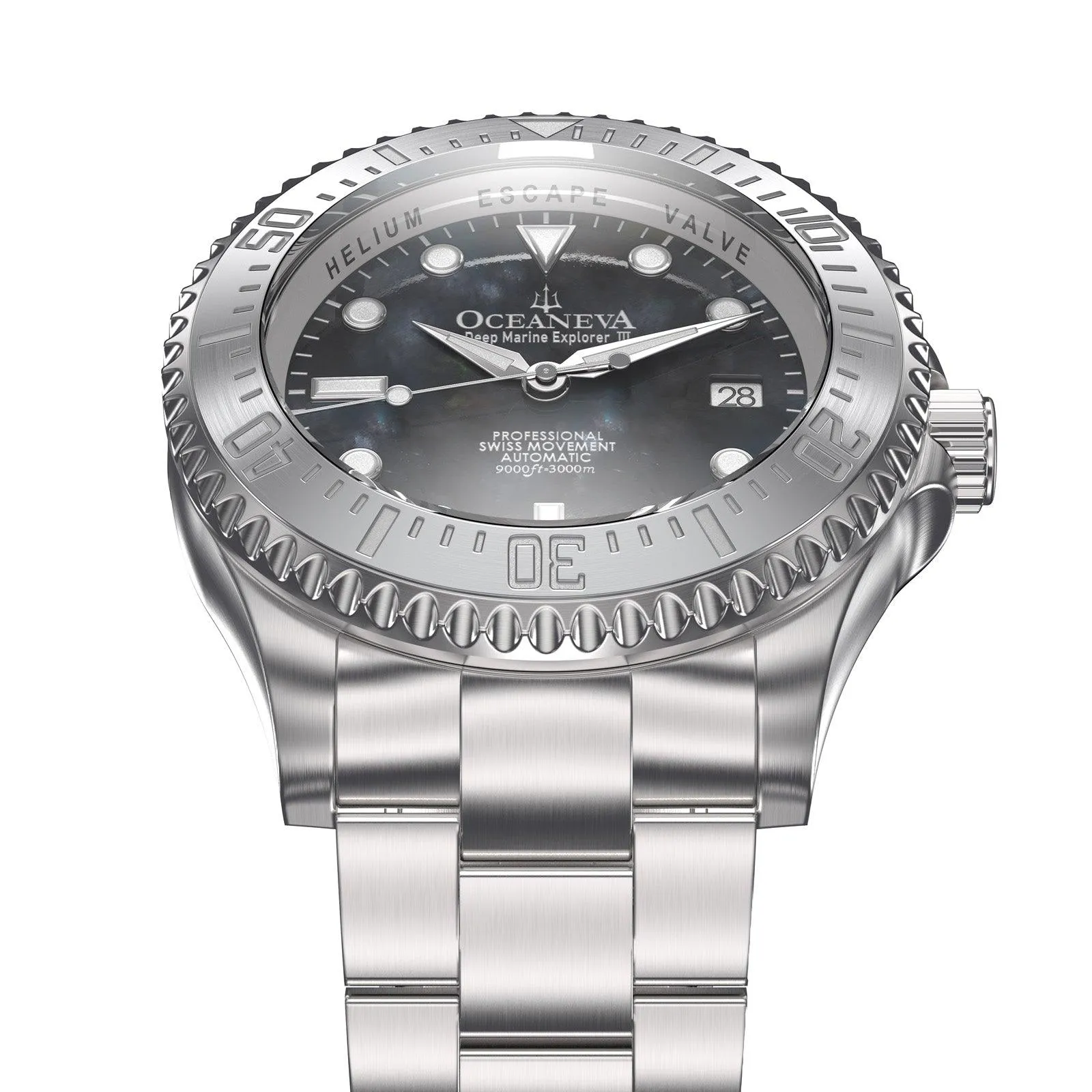 Oceaneva Deep Marine Explorer III Automatic 3000M Pro Diver Gunmetal Gray Mother Of Pearl Limited Edition