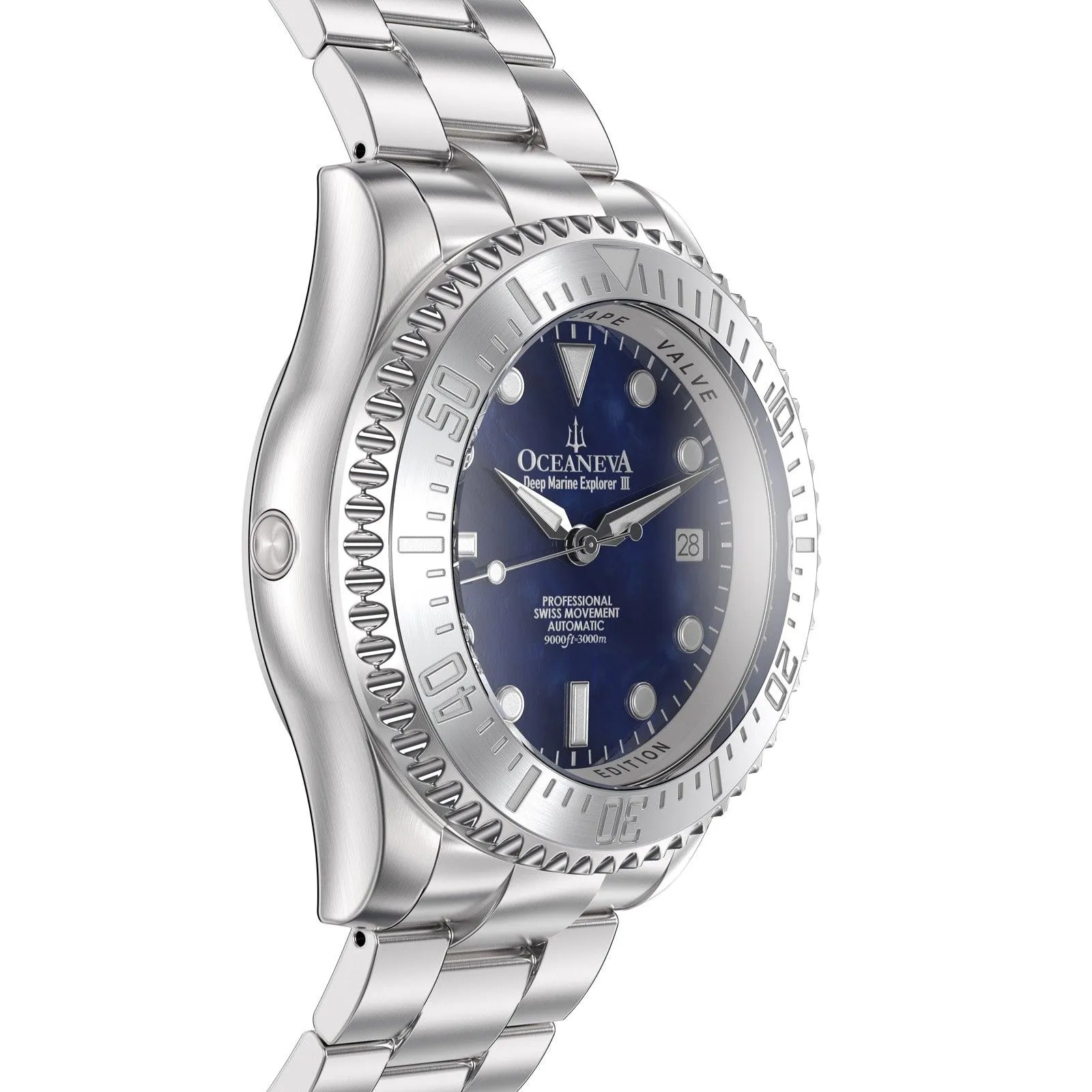 Oceaneva Deep Marine Explorer III Automatic 3000M Pro Diver Navy Mother Of Pearl Limited Edition