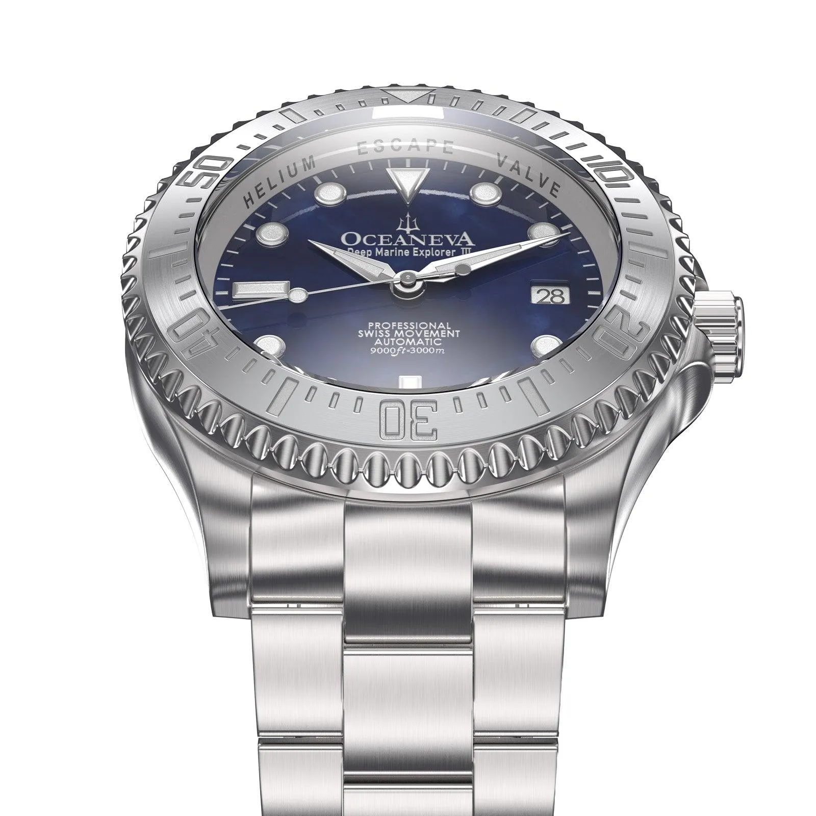 Oceaneva Deep Marine Explorer III Automatic 3000M Pro Diver Navy Mother Of Pearl Limited Edition