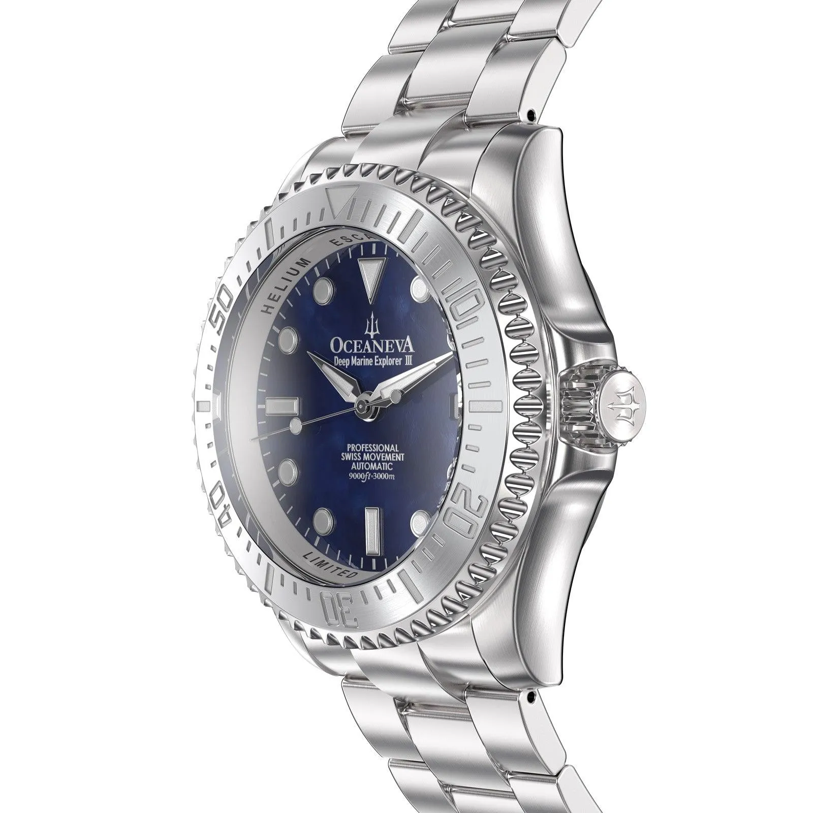 Oceaneva Deep Marine Explorer III Automatic 3000M Pro Diver Navy Mother Of Pearl Limited Edition