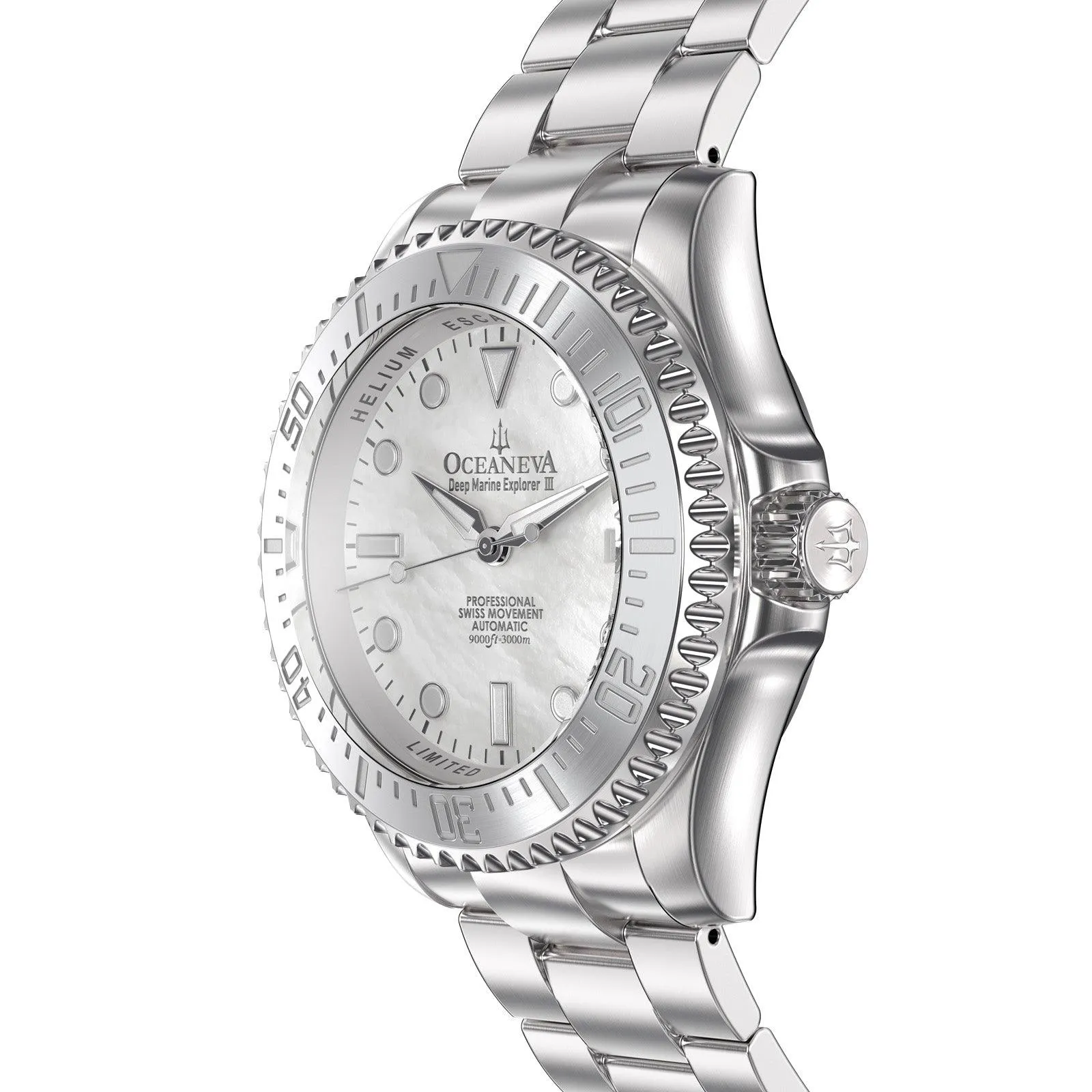 Oceaneva Deep Marine Explorer III Automatic 3000M Pro Diver White Mother Of Pearl Limited Edition*