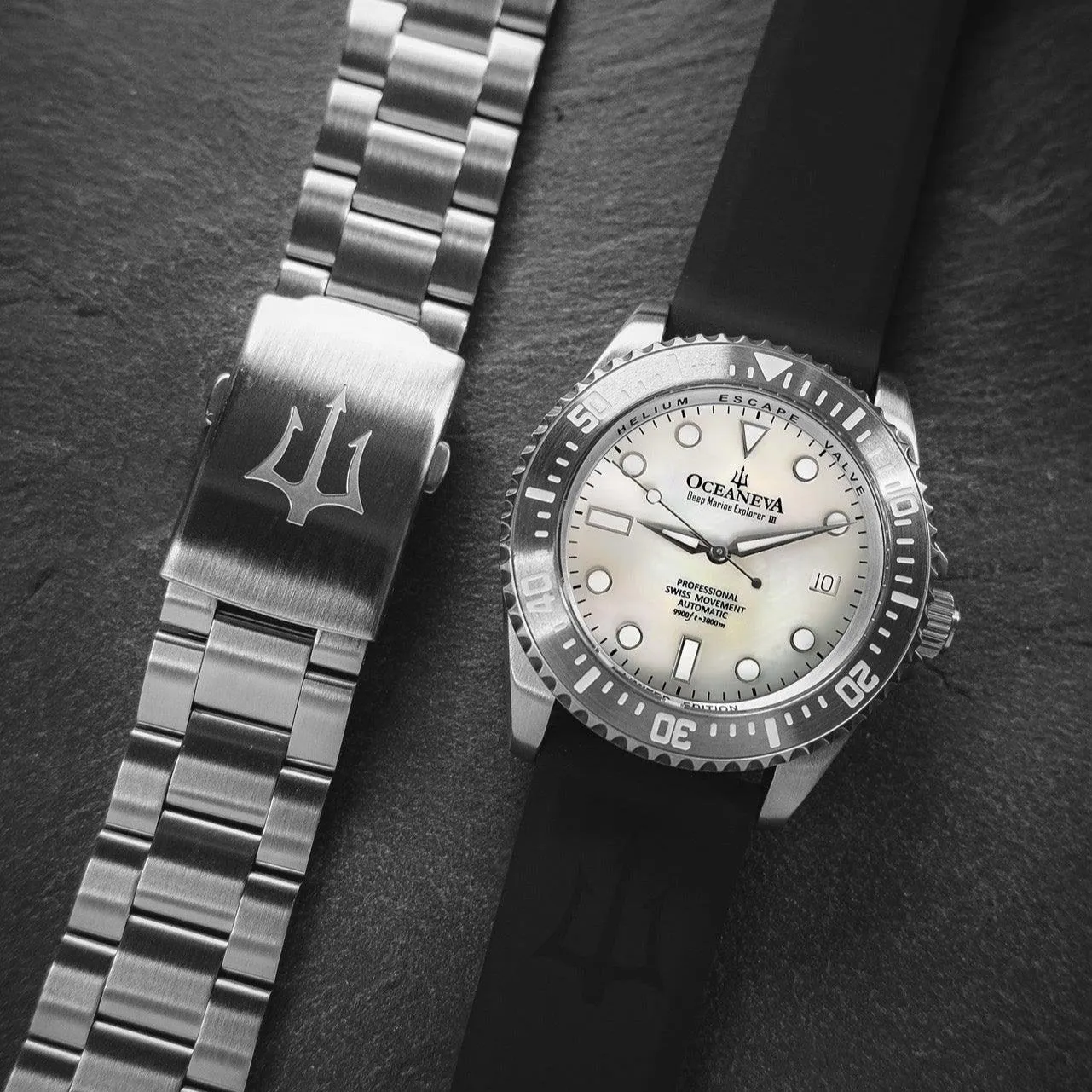 Oceaneva Deep Marine Explorer III Automatic 3000M Pro Diver White Mother Of Pearl Limited Edition*