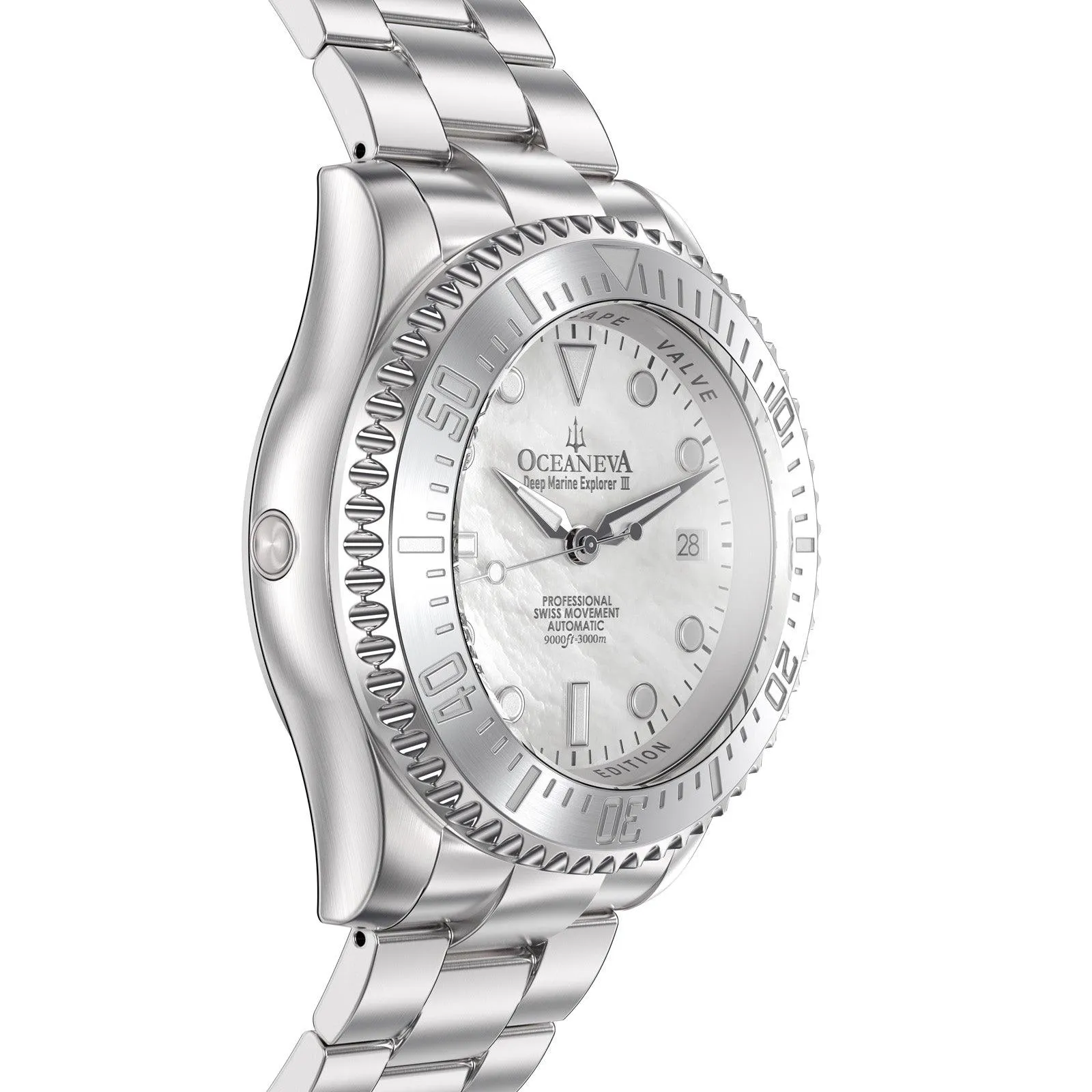 Oceaneva Deep Marine Explorer III Automatic 3000M Pro Diver White Mother Of Pearl Limited Edition*