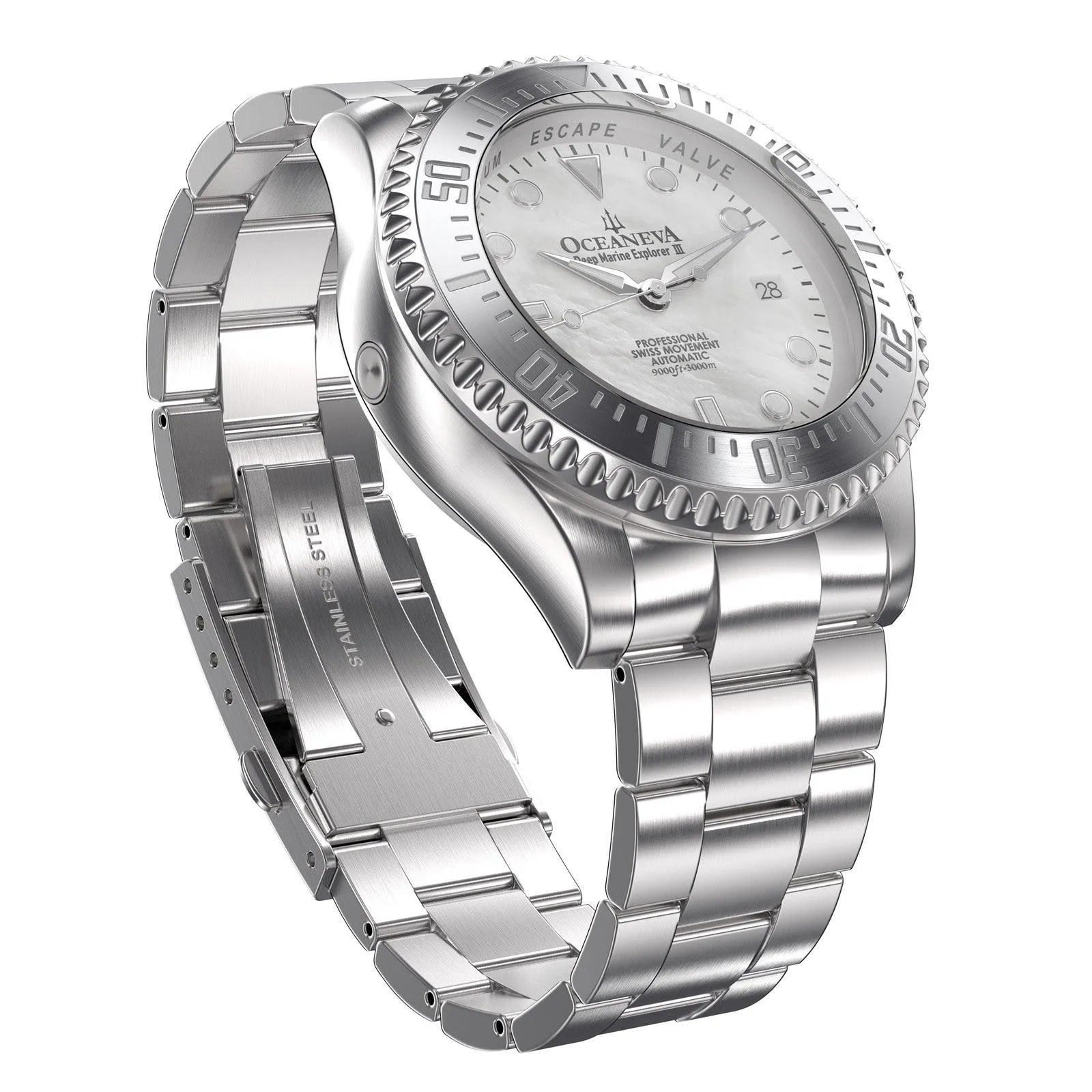 Oceaneva Deep Marine Explorer III Automatic 3000M Pro Diver White Mother Of Pearl Limited Edition*