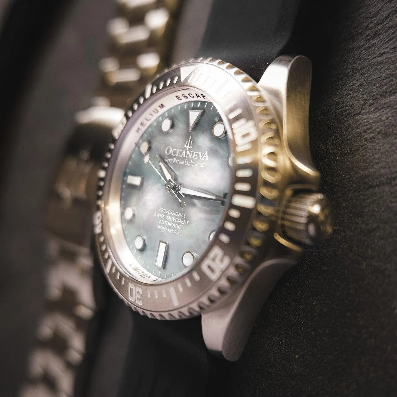 Oceaneva Deep Marine Explorer III Automatic 3000M Pro Diver White Mother Of Pearl Limited Edition*