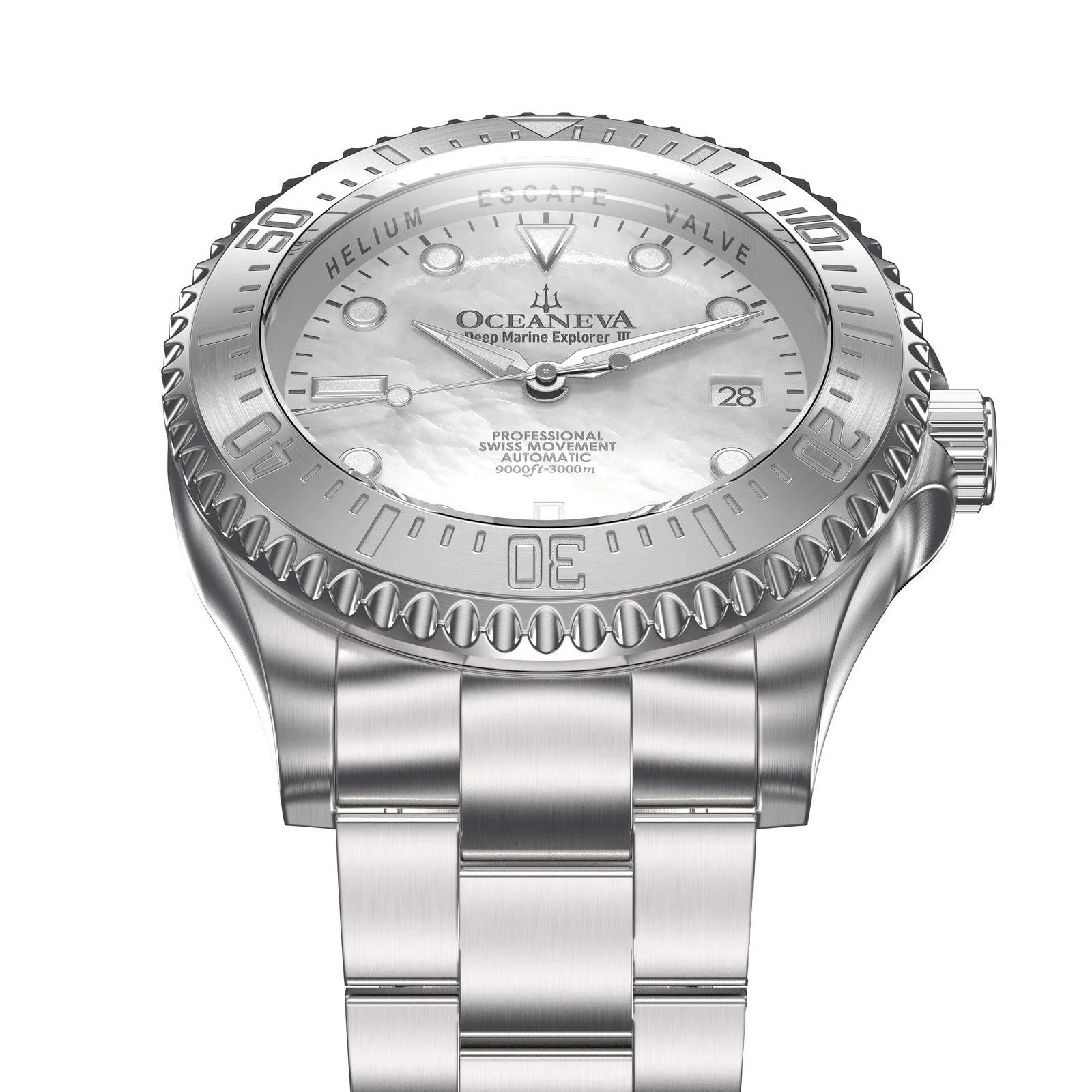 Oceaneva Deep Marine Explorer III Automatic 3000M Pro Diver White Mother Of Pearl Limited Edition*