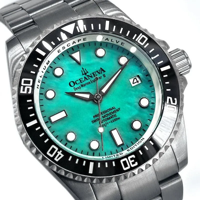 Oceaneva Titanium Deep Marine Explorer II Automatic 1250M Aquamarine Mother of Pearl Limited Edition