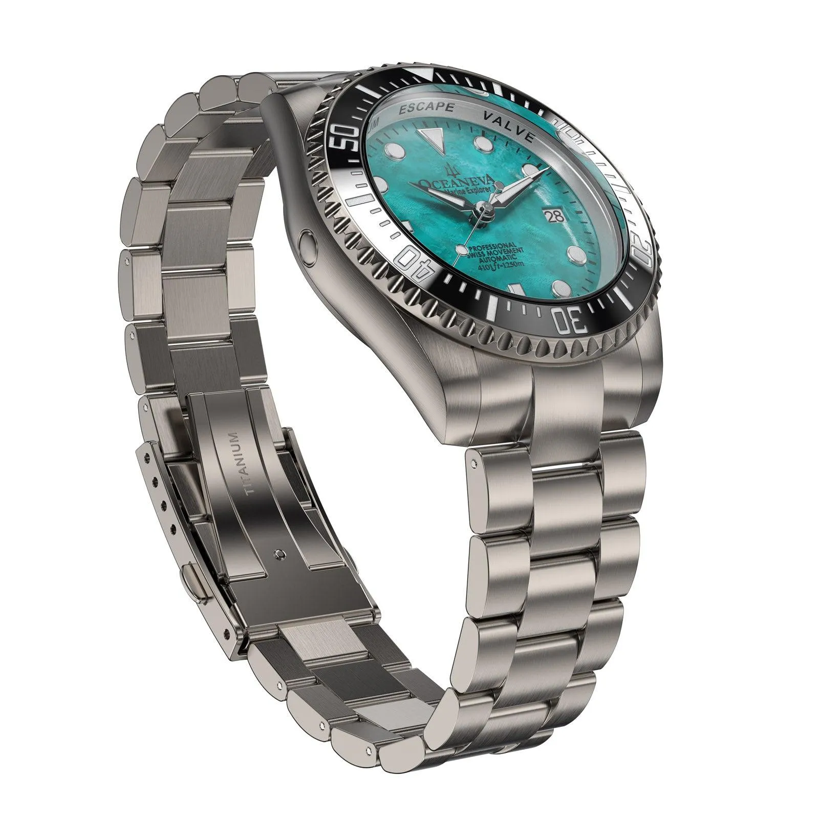 Oceaneva Titanium Deep Marine Explorer II Automatic 1250M Aquamarine Mother of Pearl Limited Edition