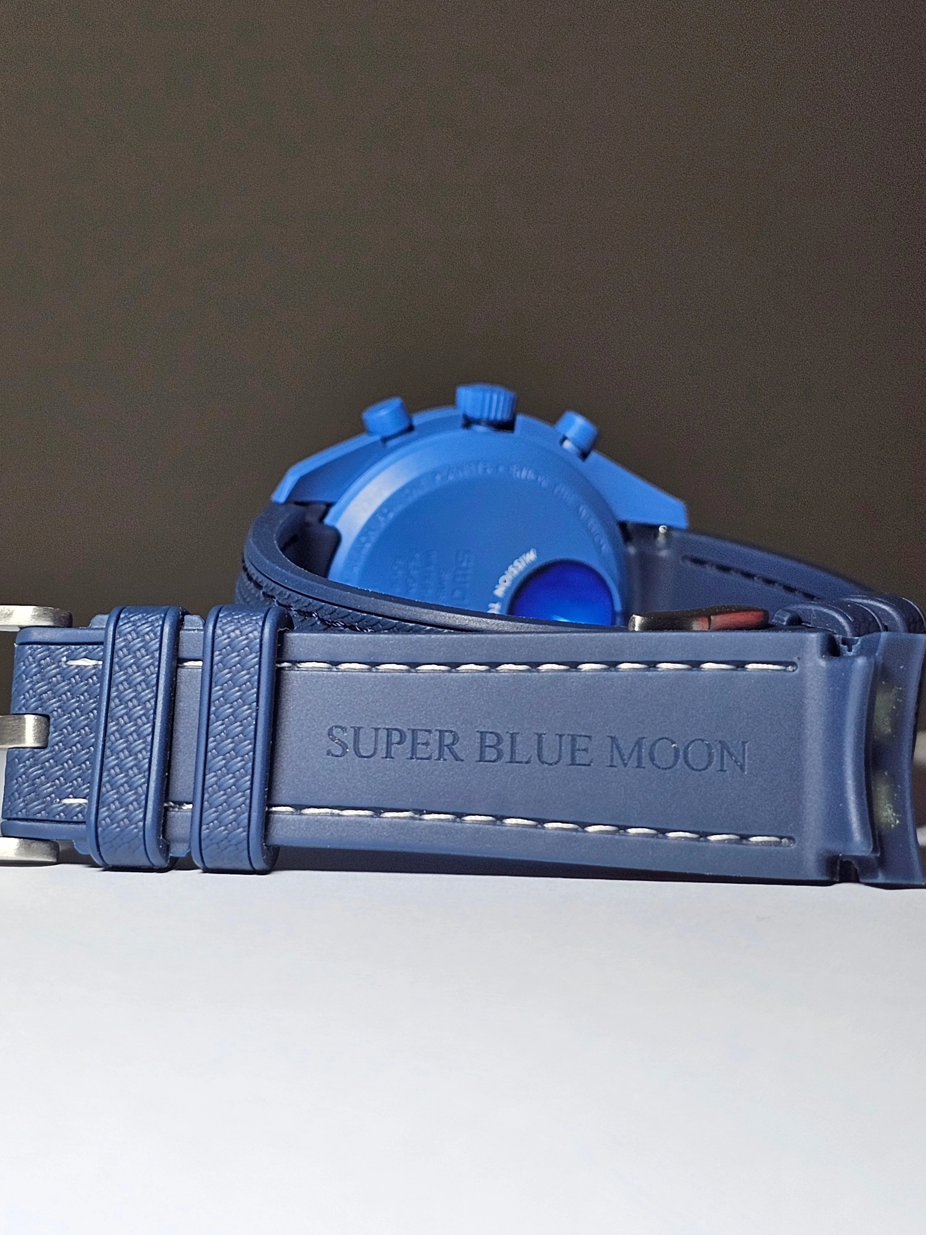 Omega X Swatch MoonSwatch: Super Blue Moon Strap - Navy & White