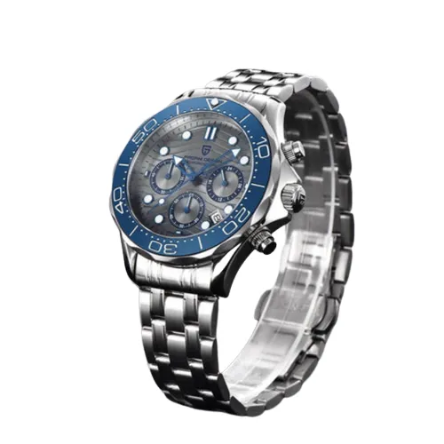 Pagani Design Silver Stainless Steel Grey Dial Chronograph Quartz Watch for Gents - PD1713
