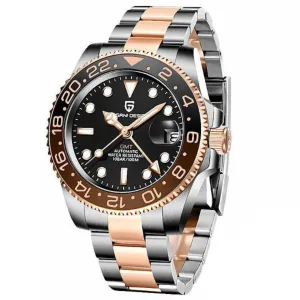 Pagani Design Two-tone Stainless Steel Black Dial Automatic Watch for Gents - PD1662