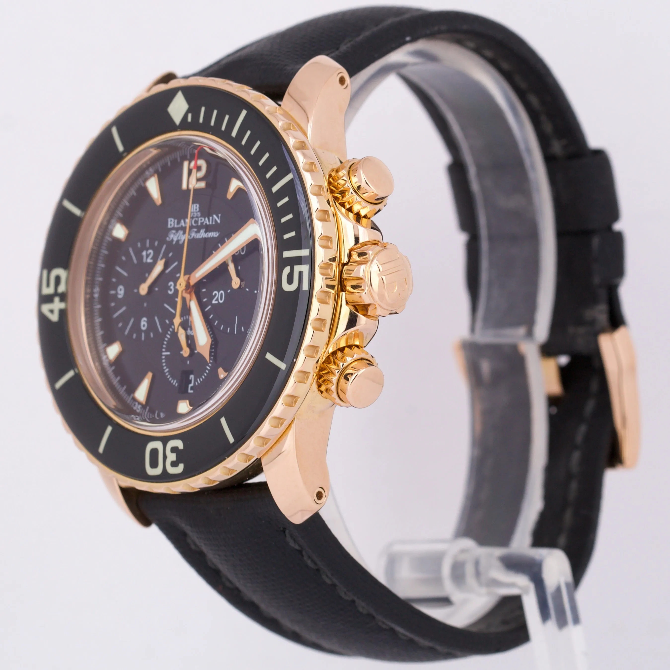 PAPERS Blancpain Fifty Fathoms Flyback 5085F-3630-52 18K Rose Gold Black B P