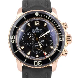 PAPERS Blancpain Fifty Fathoms Flyback 5085F-3630-52 18K Rose Gold Black B P