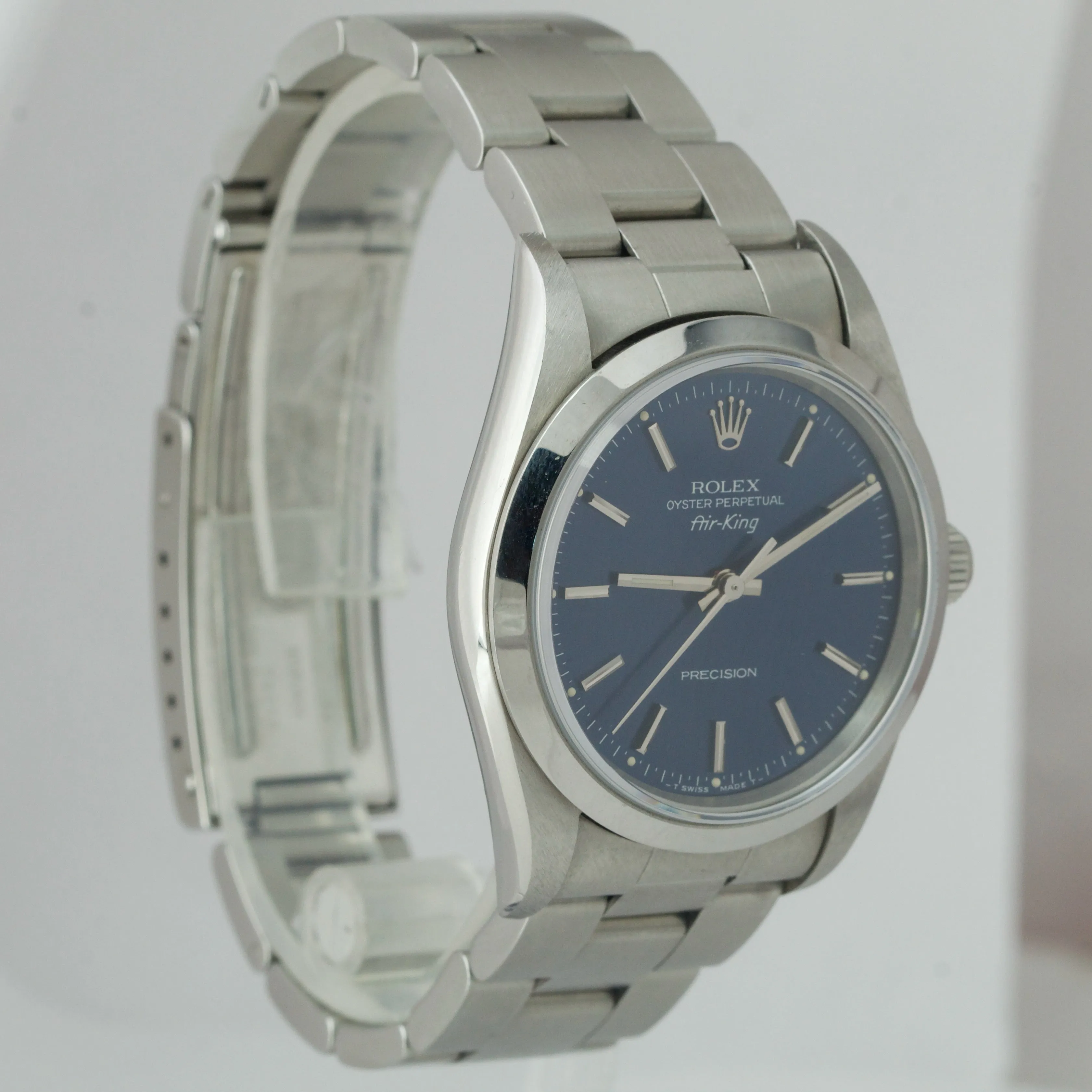 PAPERS BOX Rolex Oyster Perpetual Air-King 34mm Blue Stick Oyster Watch 14000