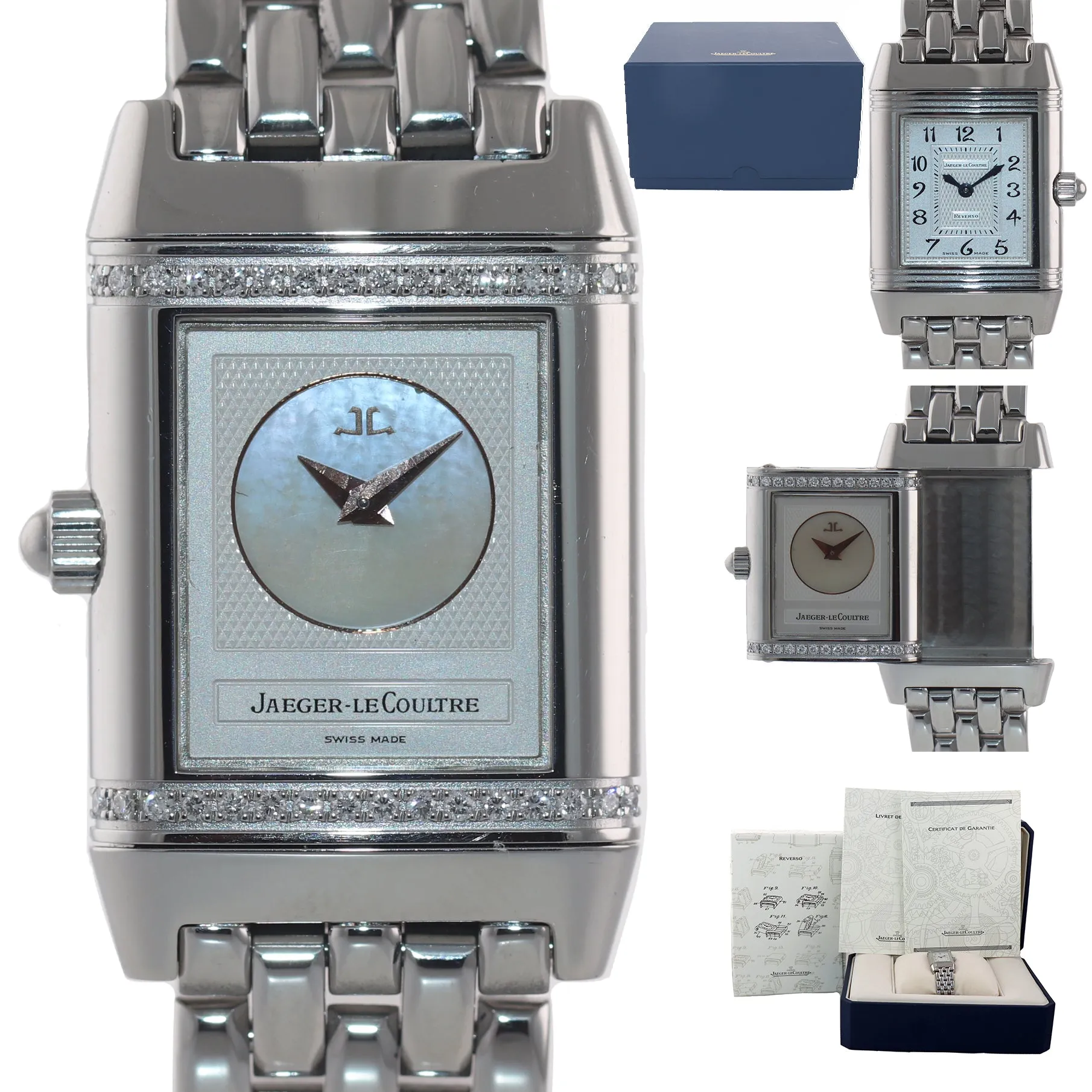 PAPERS Ladies Jaeger-LeCoultre JLC Reverso Duetto Diamond Steel 266.8.44 Watch