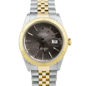 PAPERS Rolex DateJust 36mm Rhodium Tapestry Two-Tone Steel Gold Watch 16253 BOX