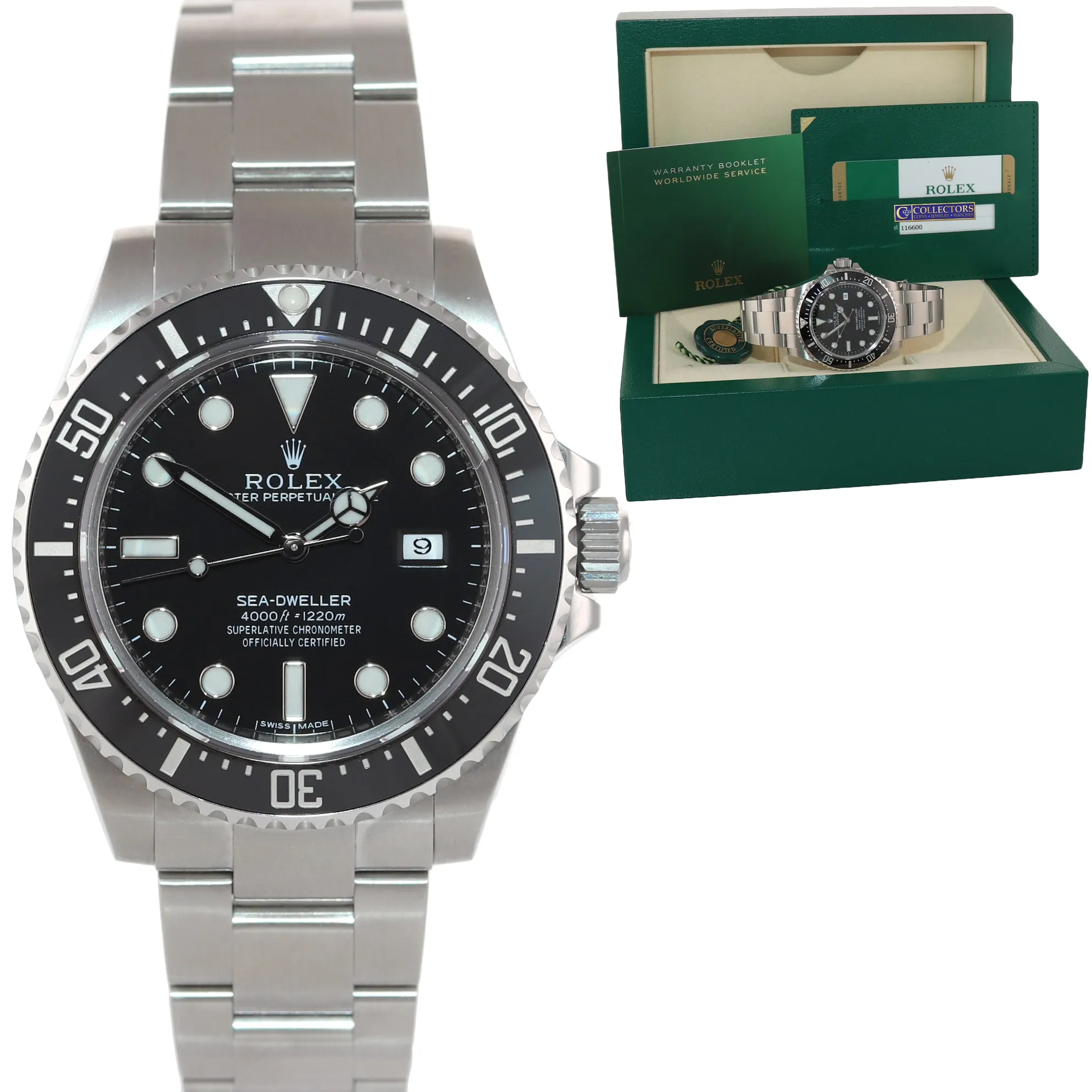 PAPERS Rolex Sea-Dweller 4000 SD4K 116600 Steel Black Ceramic Watch Box