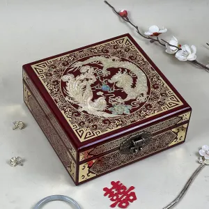 Pingyao Intangible Cultural Heritage Lacquer ware Abalone Shell Chinese Style Exquisite Wooden Jewelry Box