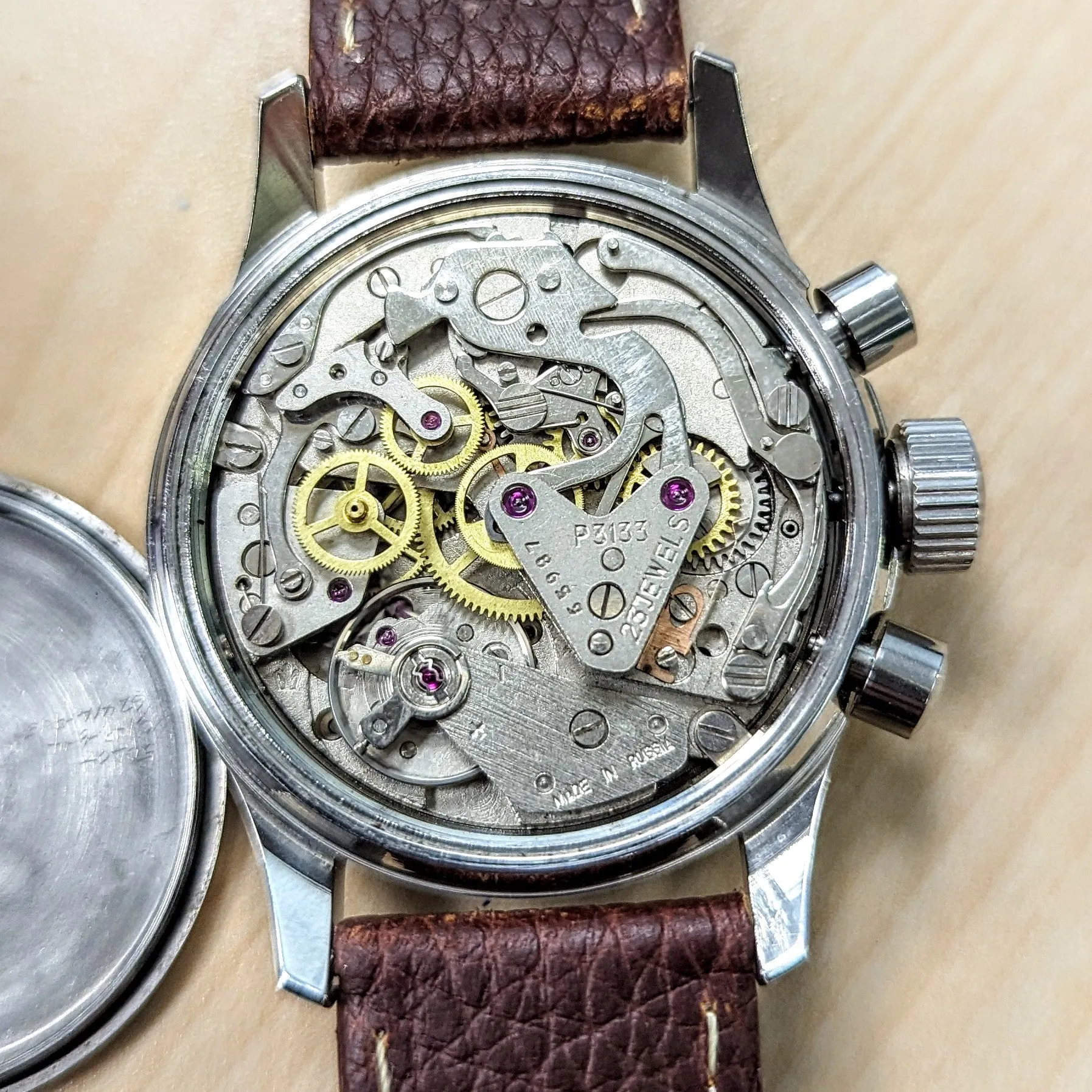 POLJOT "Hanhart" Flieger Chronograph Wristwatch 23 Steine P3133 No. 007/200 Date Indicator Watch