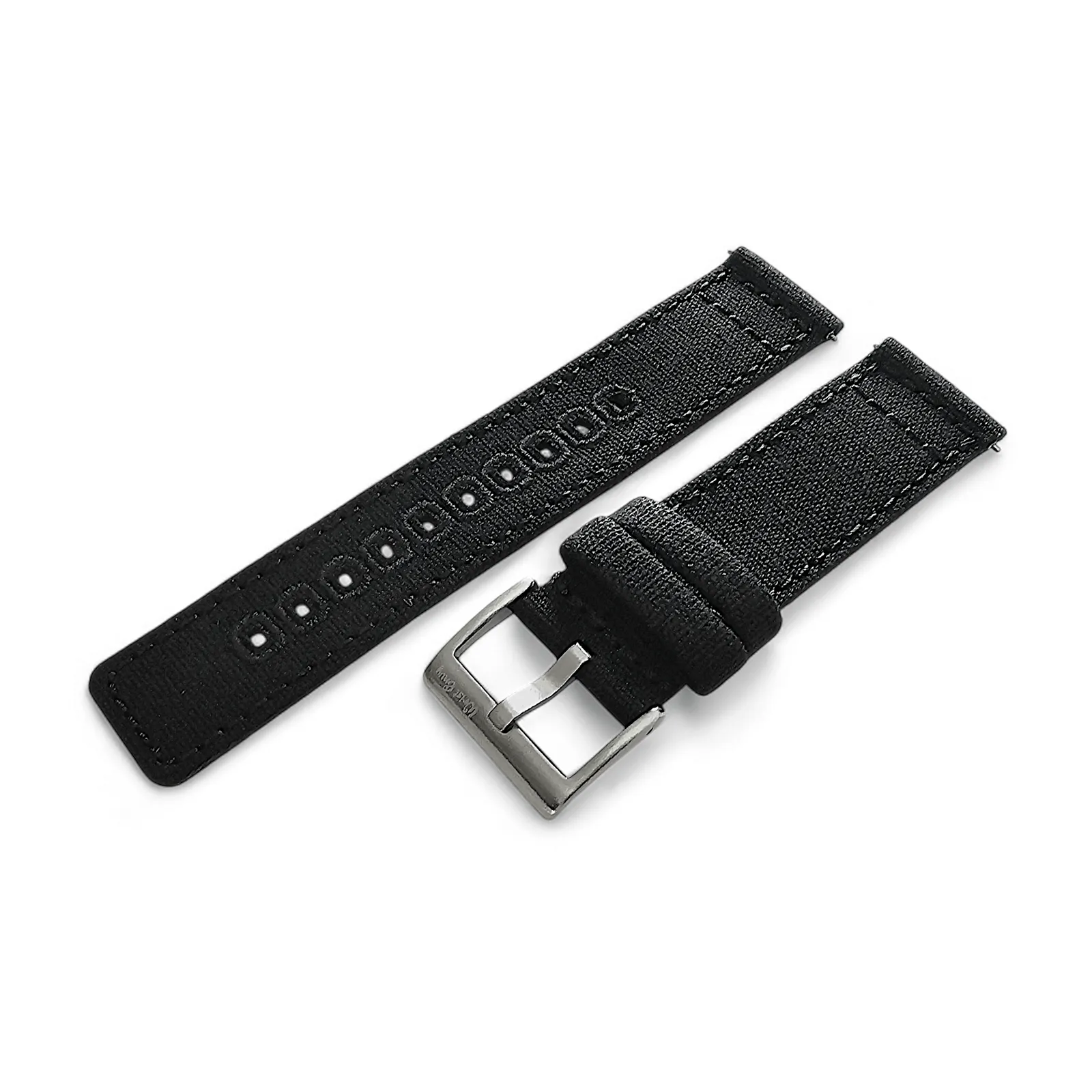 Premium Canvas Sailcloth Watch Strap Quick Release 20mm 22mm Black